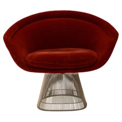 Nickel-Loungesessel von Warren Platner für Knoll, neu gepolstert mit Ihrem Stoff
