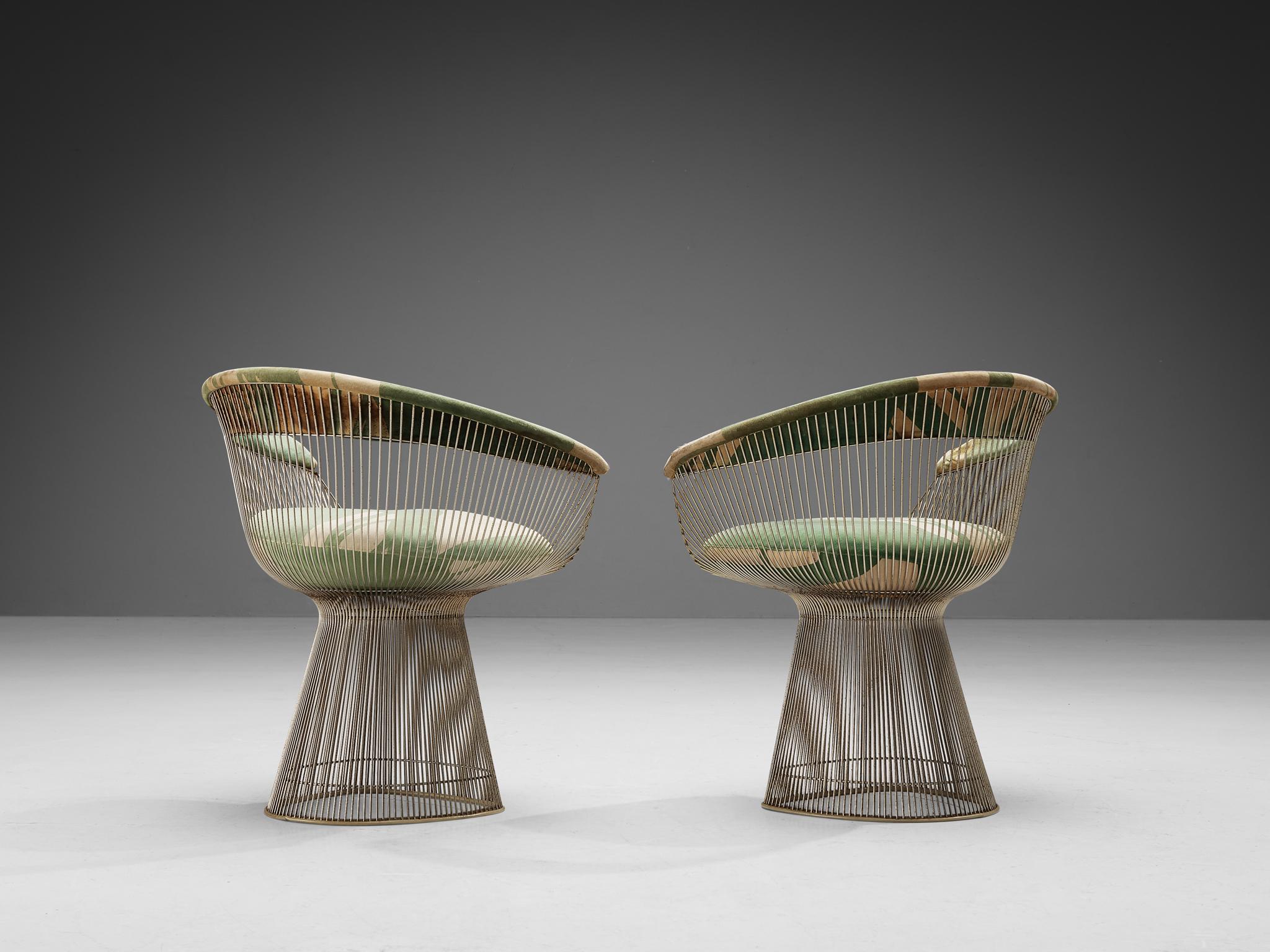 American Warren Platner for Knoll Pair of Armchairs in Illustrative Upholstery