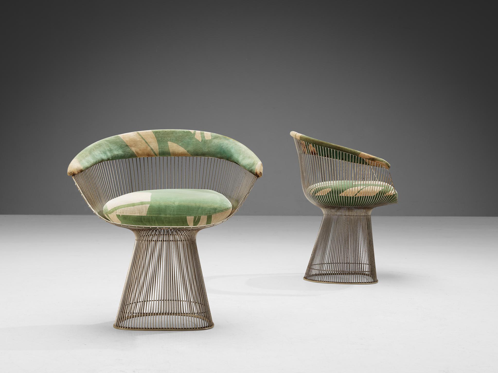 Mid-20th Century Warren Platner for Knoll Pair of Armchairs in Illustrative Upholstery