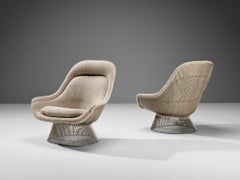 Warren Platner für Knoll Ein Paar Loungesessel mit Off-White-Polsterung