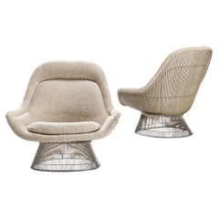 Vintage Warren Platner for Knoll Pair of Lounge Chairs in Off-White Upholstery 