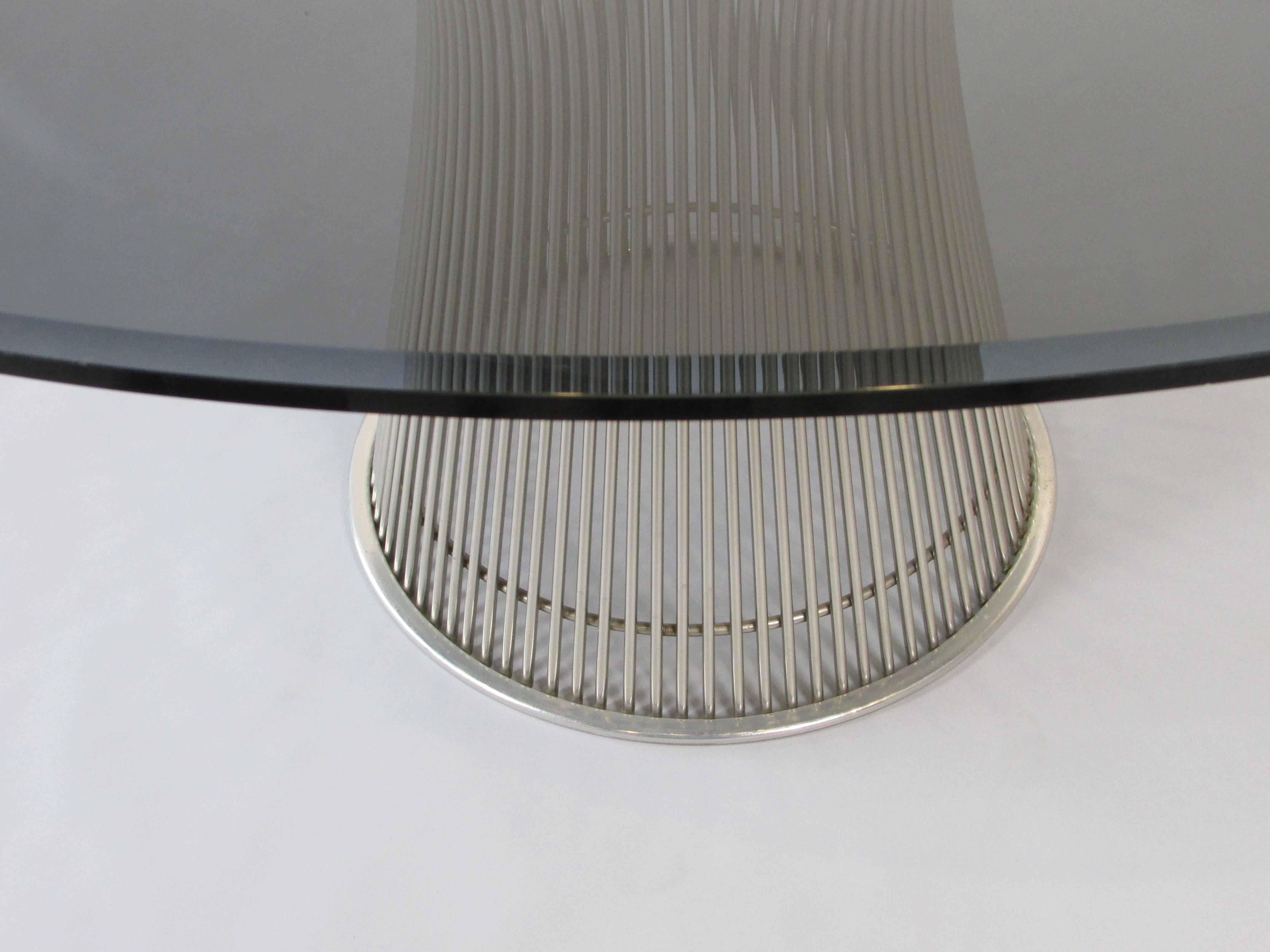 Warren Platner for Knoll Round Glass Dining Table on Polished Nickel Plated Base 1