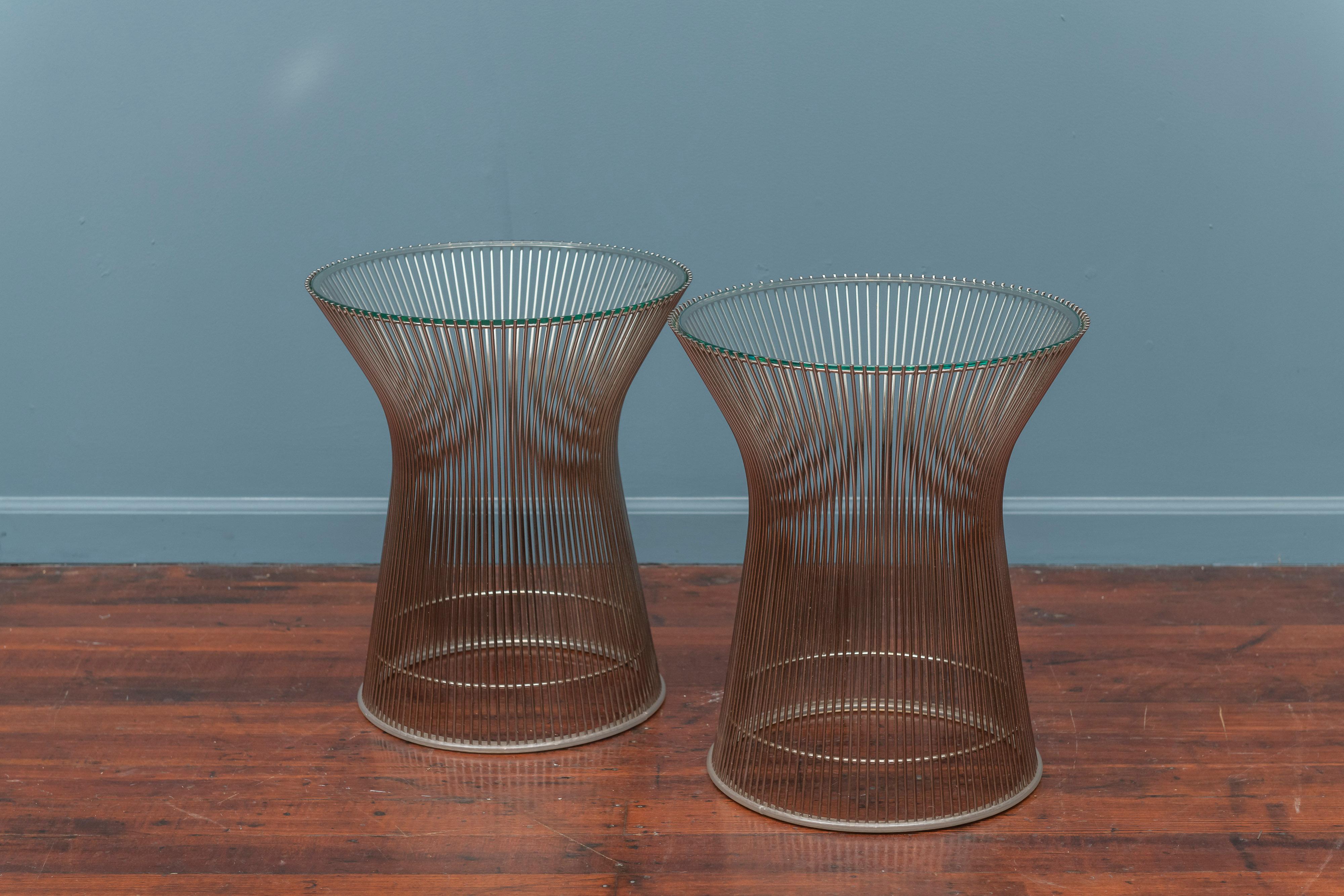 Warren Platner for Knoll chrome and glass side tables in very good original condition.