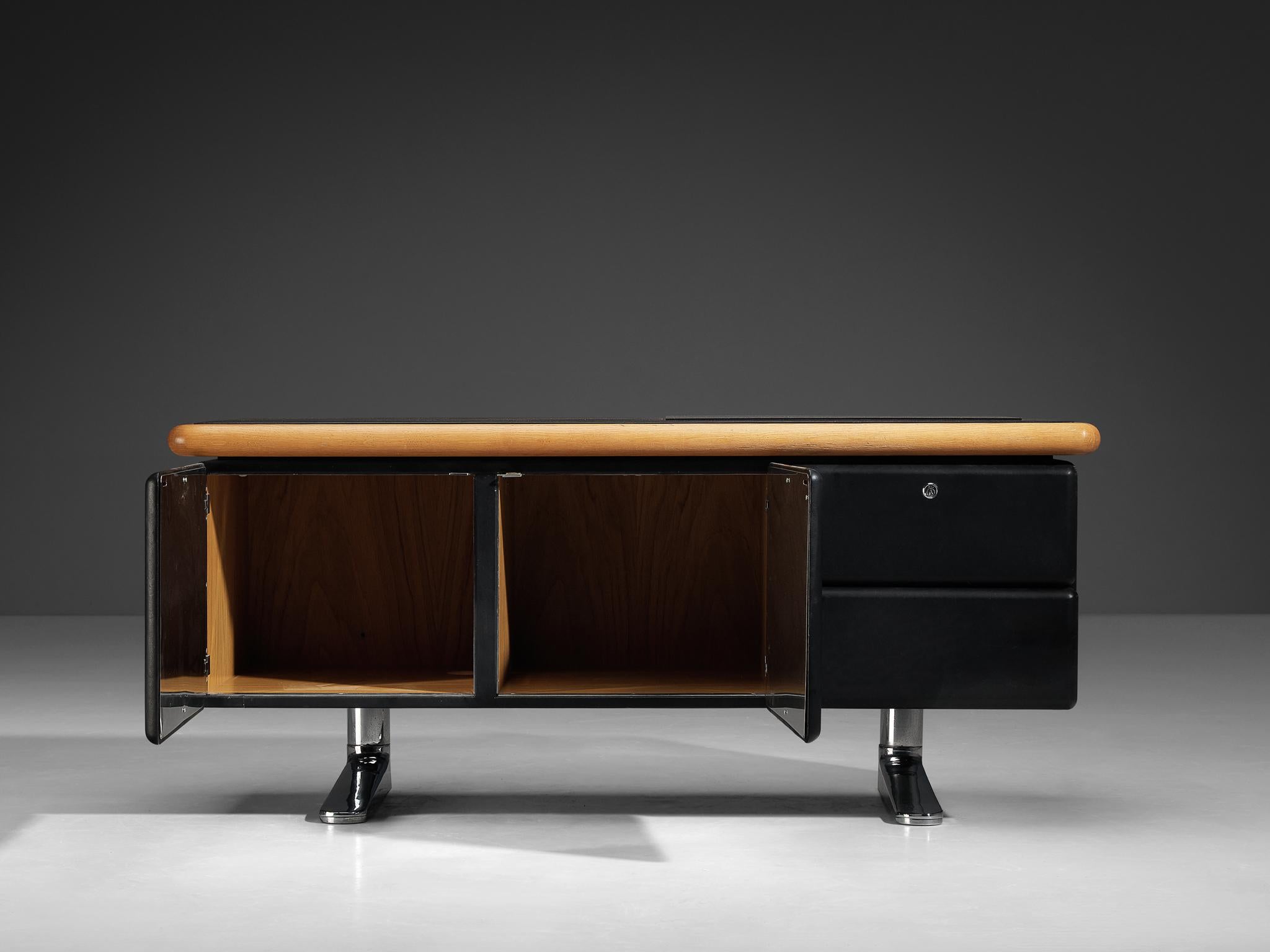 Credenza di Warren Platner per Knoll in pelle nera originale in vendita 3