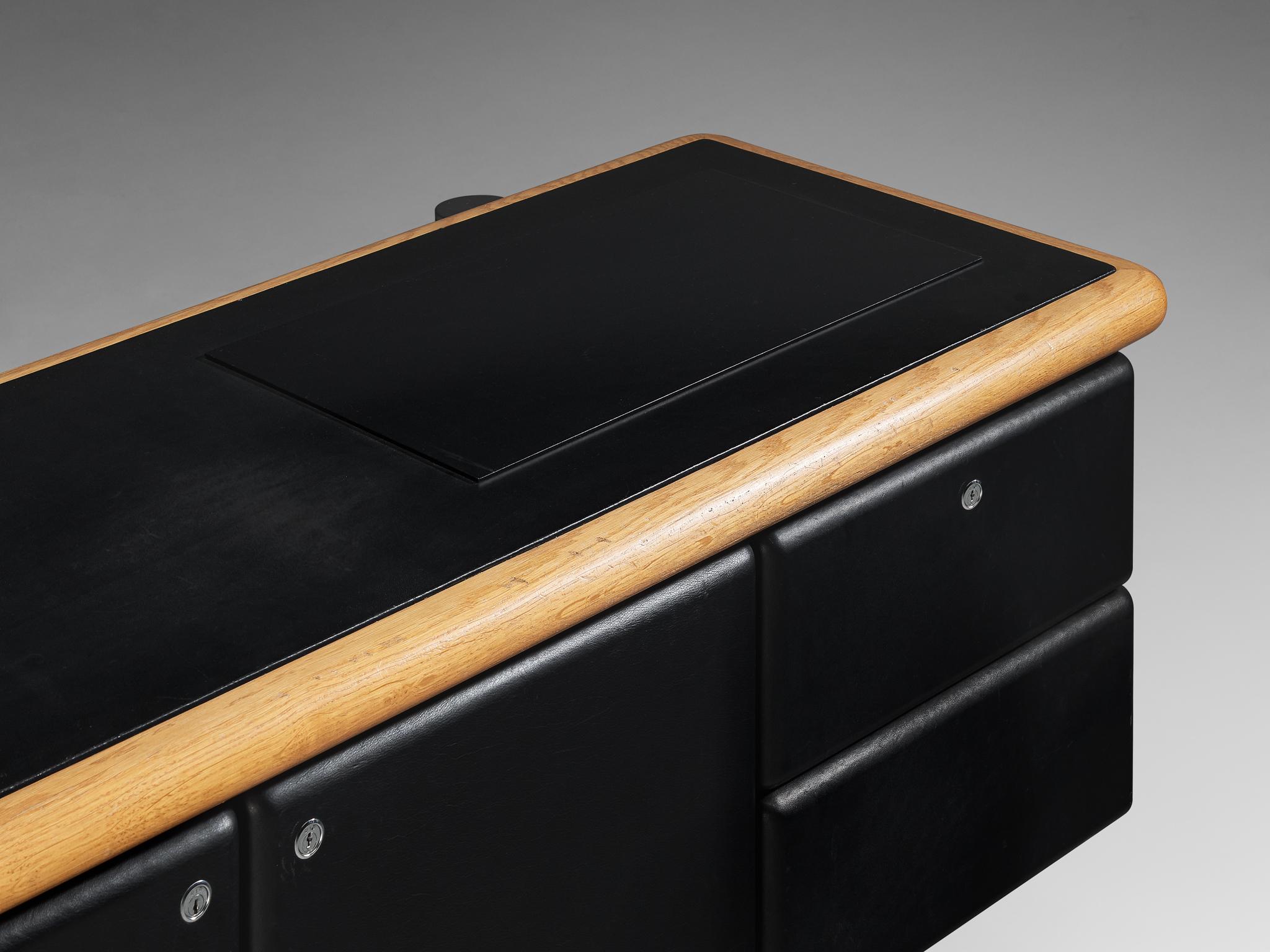 Credenza di Warren Platner per Knoll in pelle nera originale In condizioni buone in vendita a Waalwijk, NL