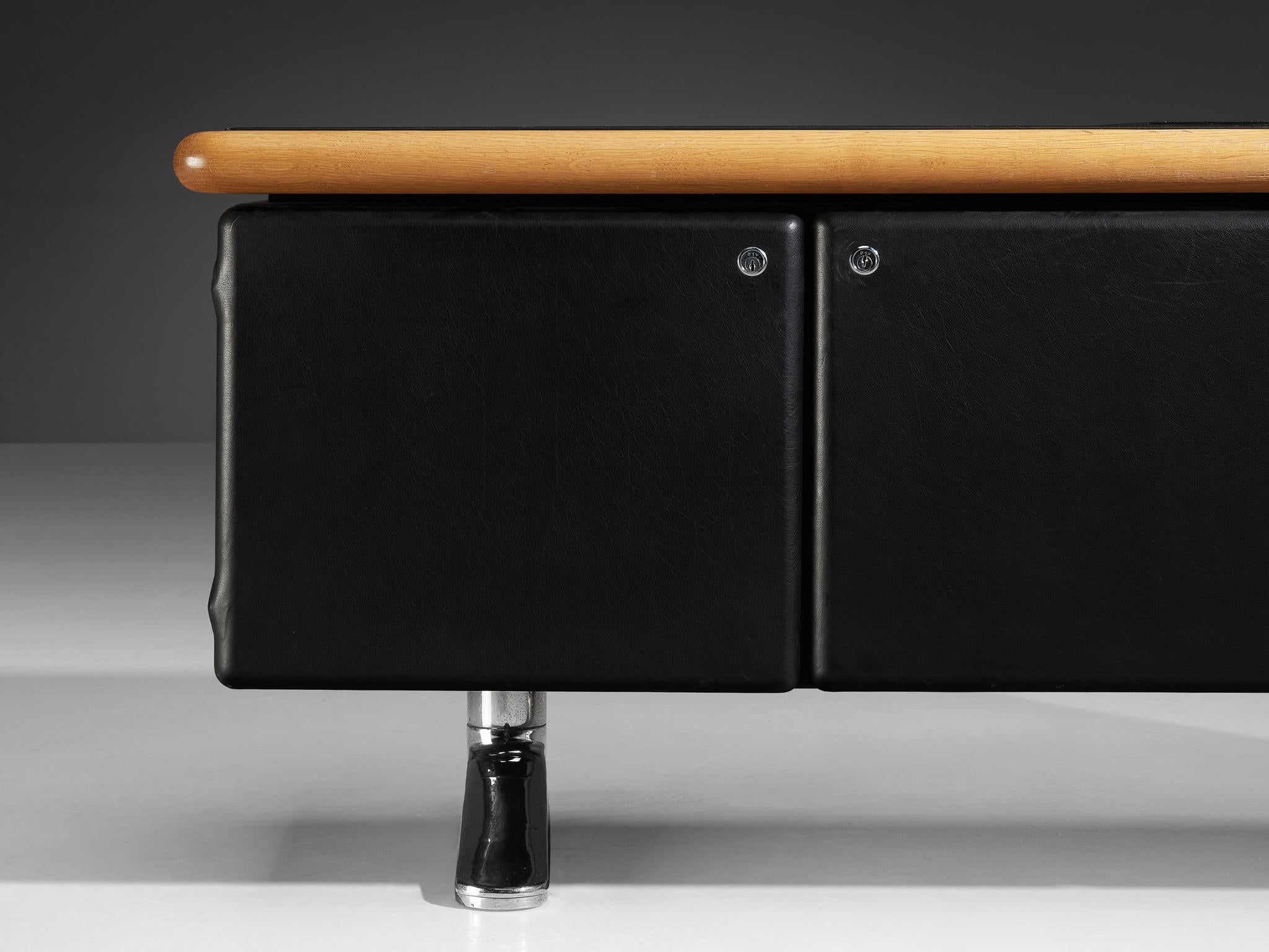 Credenza di Warren Platner per Knoll in pelle nera originale in vendita 1