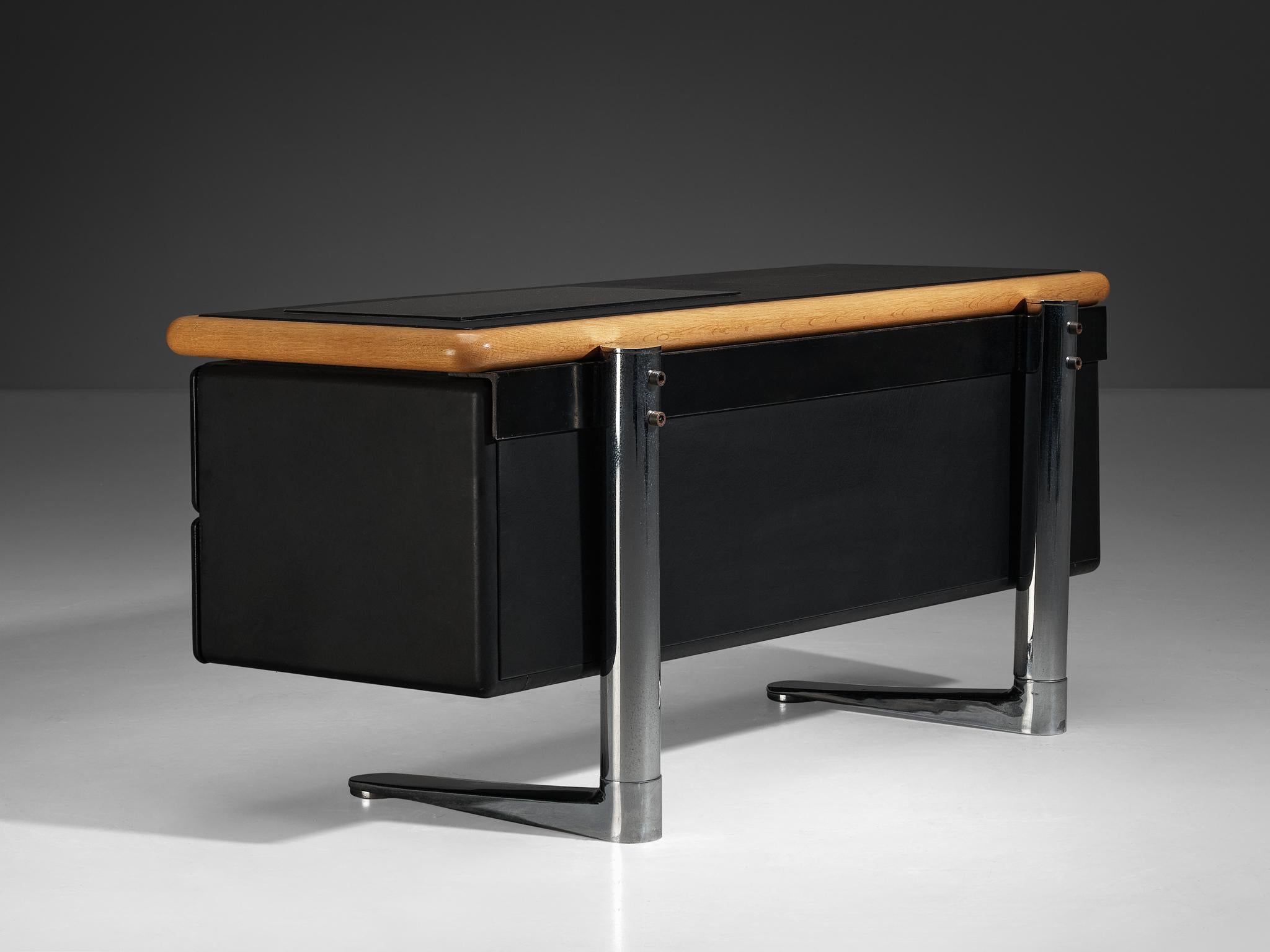 Credenza di Warren Platner per Knoll in pelle nera originale in vendita 2