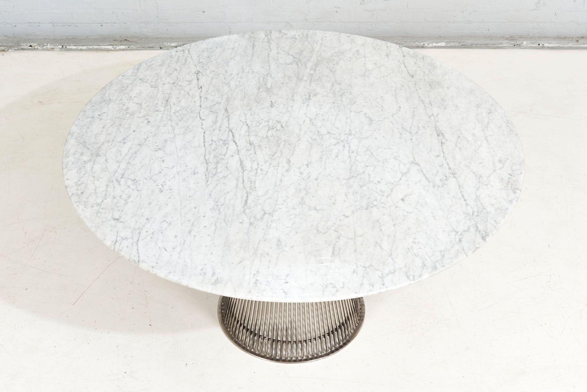 Table de salle à manger en acier et marbre de Carrare Warren Platner pour Knoll, 1960. Original