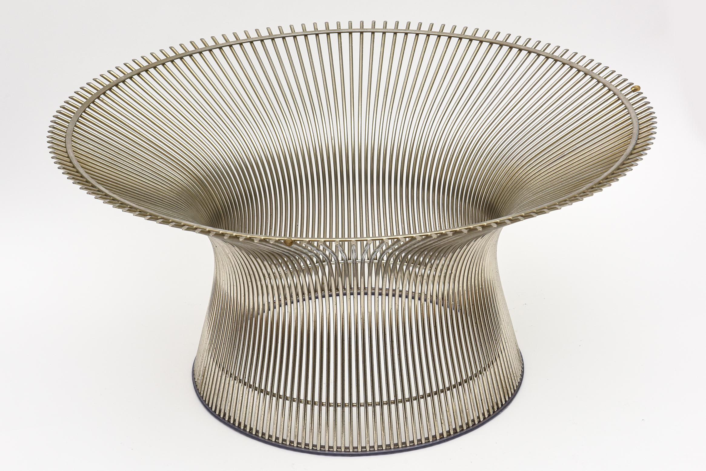 Warren Platner for Knoll Vintage Glass Top Wire Base Cocktail Table Mid Century For Sale 7
