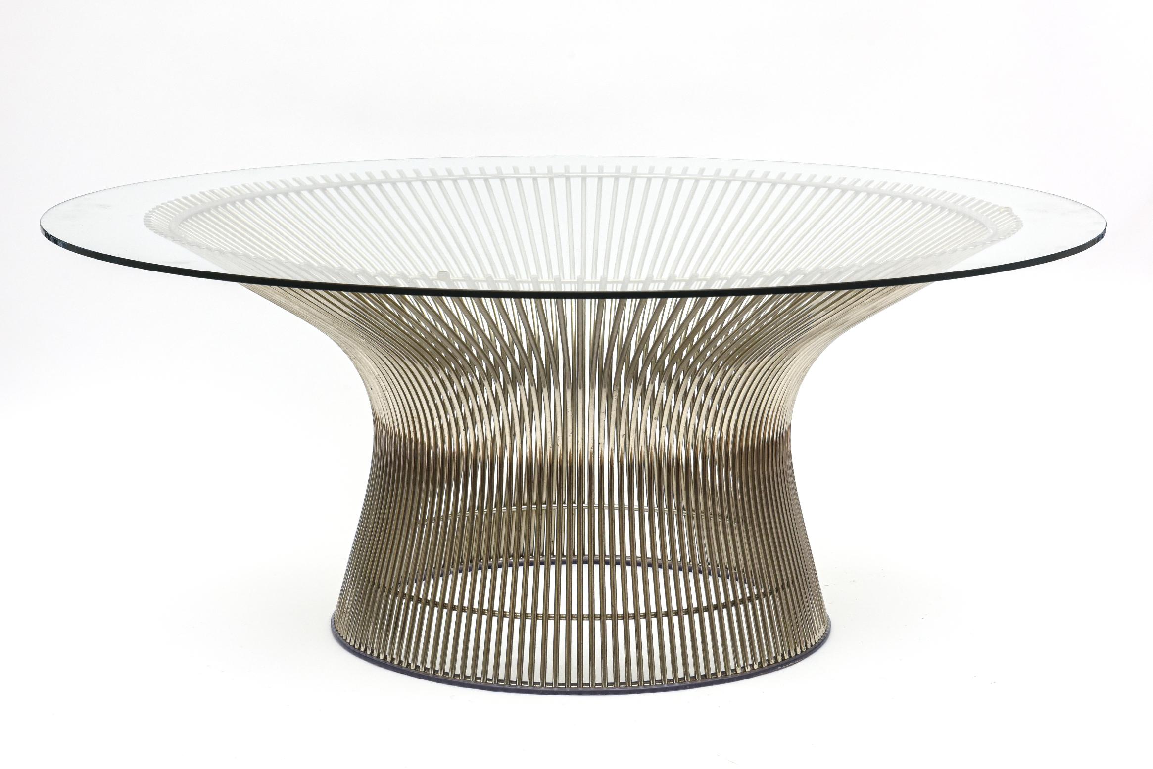 Warren Platner for Knoll Vintage Glass Top Wire Base Cocktail Table Mid Century For Sale 10