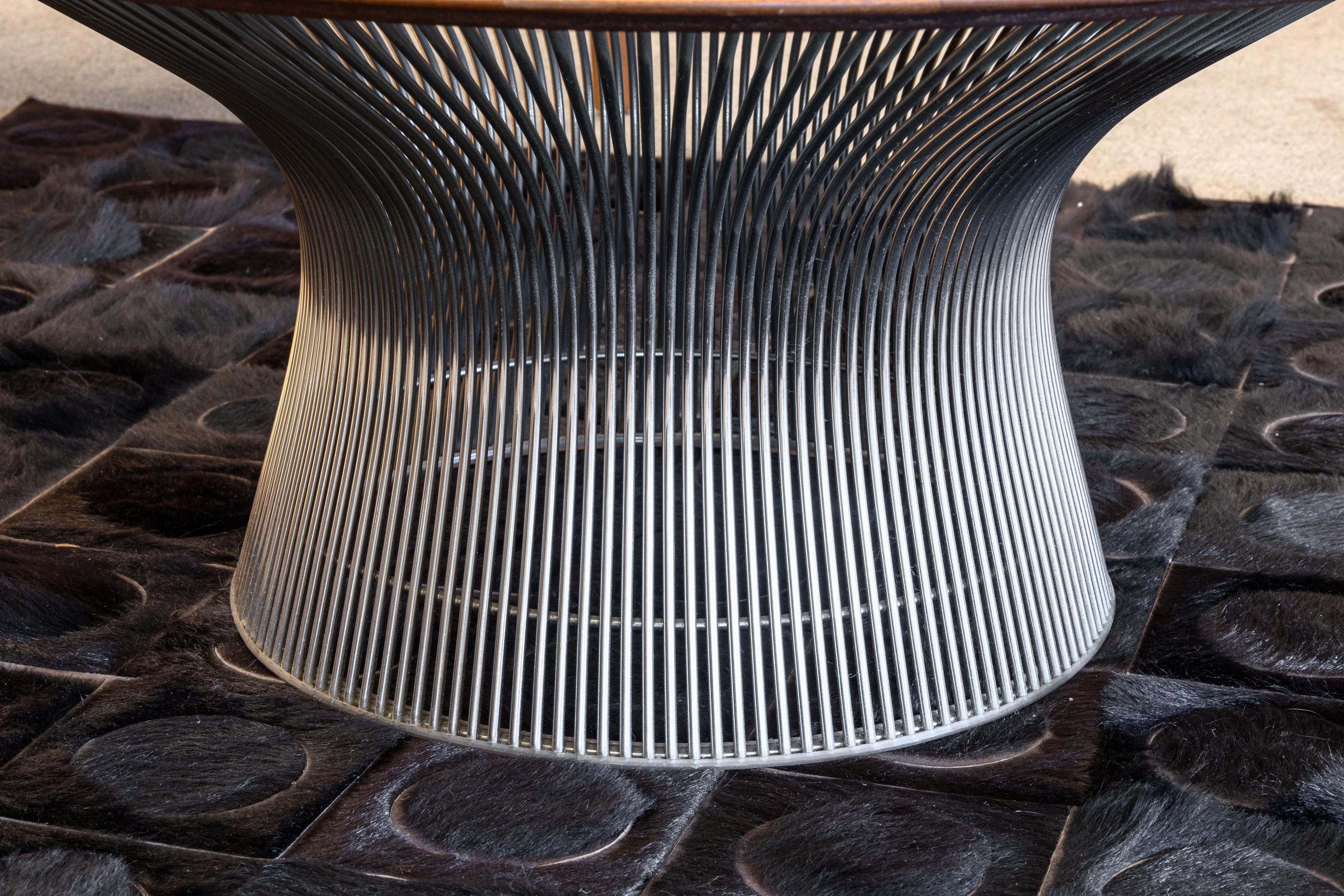 20th Century Warren Platner for Knoll Wood and Steel Wire Mid Century Modern Coffee Table For Sale