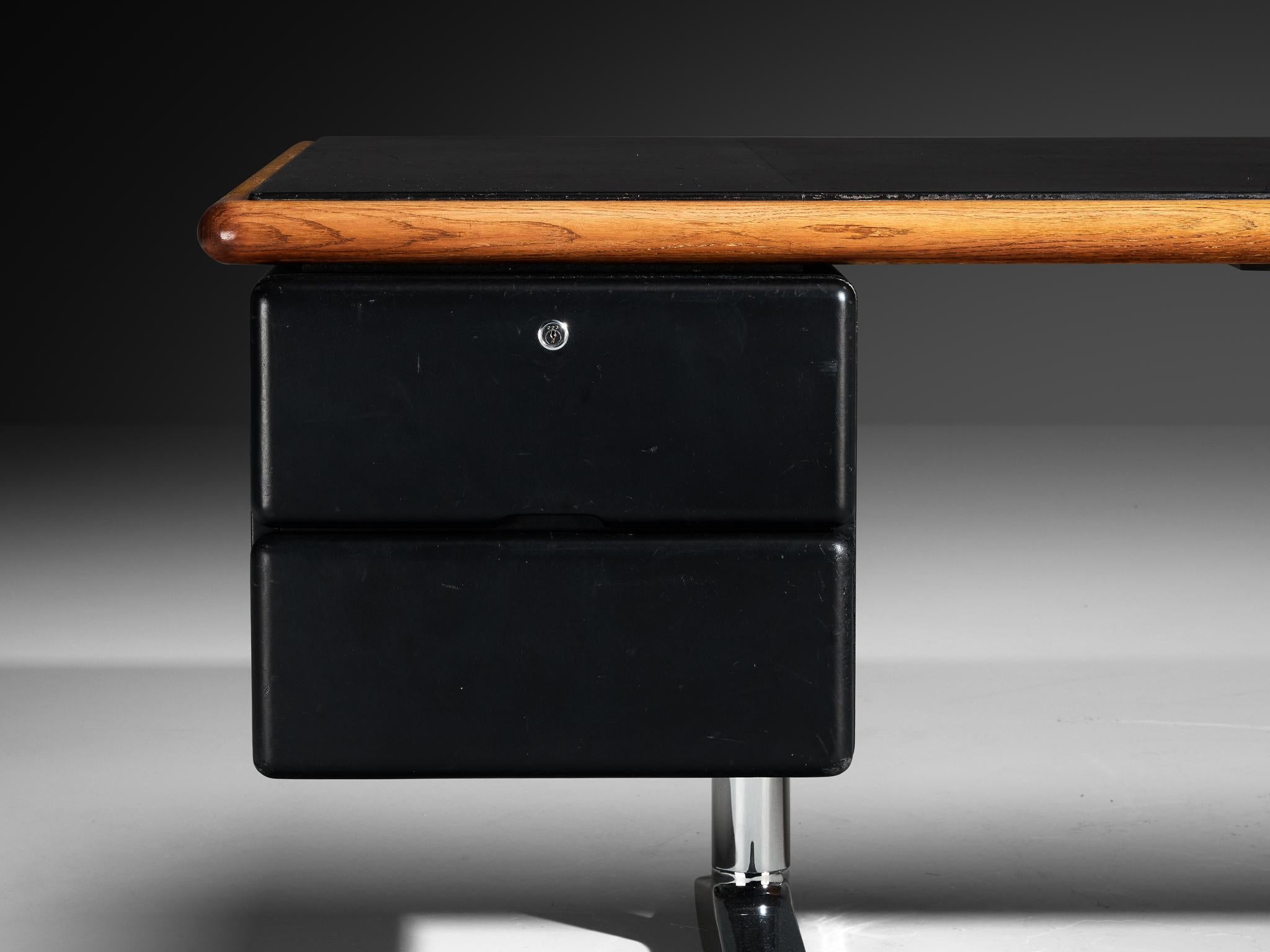 Warren Platner für Knoll Schreibtisch in Eiche und schwarzem Leder im Angebot 3
