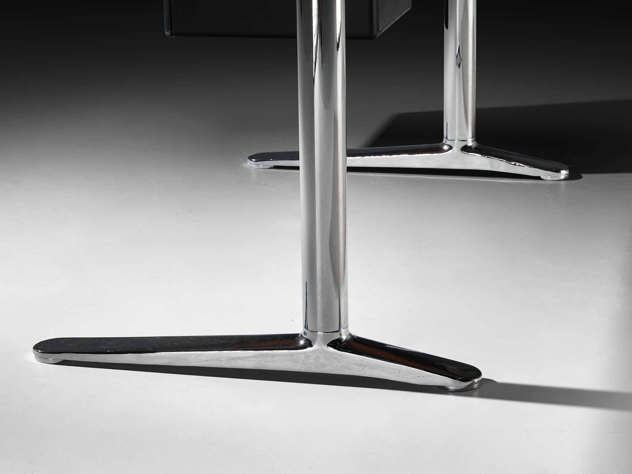 Warren Platner für Knoll Schreibtisch in Eiche und schwarzem Leder im Angebot 4