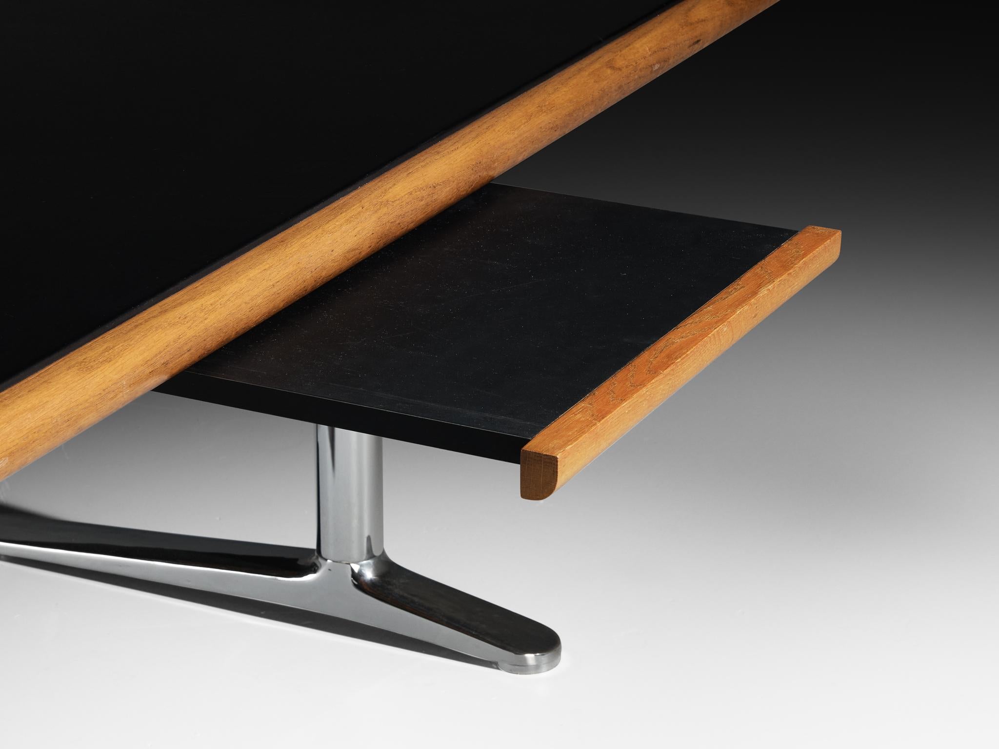 Warren Platner for Knoll Writing Desk in Oak and Black Leather For Sale 5