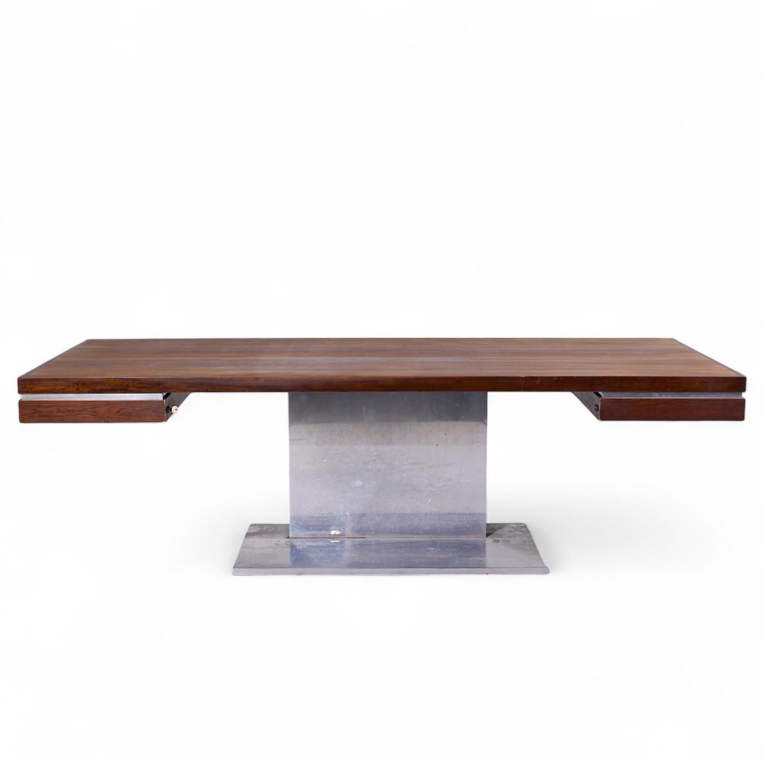 Warren Platner for Lehigh Leopold Mid Century Rosewood and Chrome Executive Desk

This desk measures: 95.75 wide x 39.5 deep x 29.75 high, with a chair clearance of 27.5 inches

All pieces of furniture can be had in what we call restored vintage
