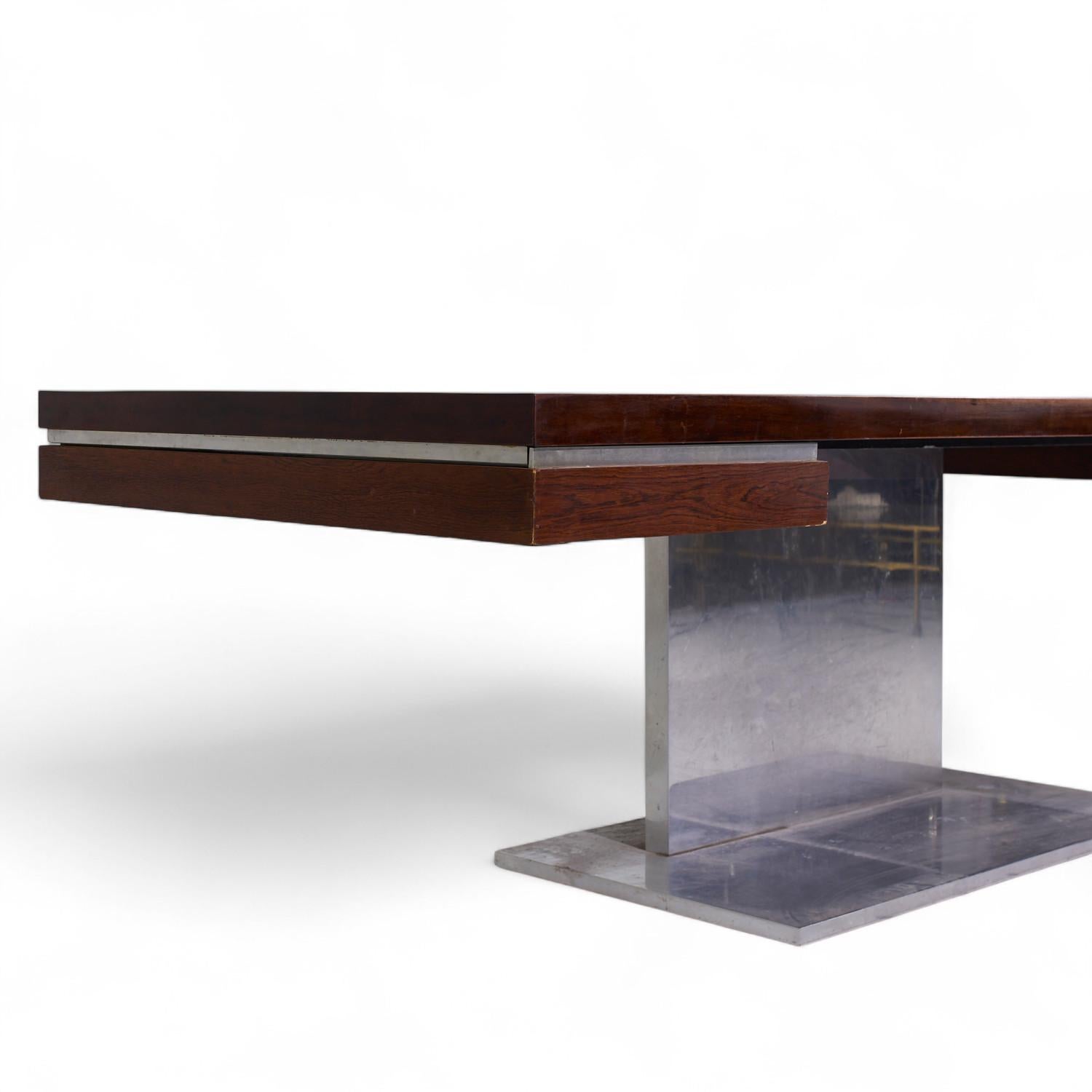 Warren Platner for Lehigh Leopold Mid Century Rosewood and Chrome Executive Desk In Good Condition For Sale In Countryside, IL