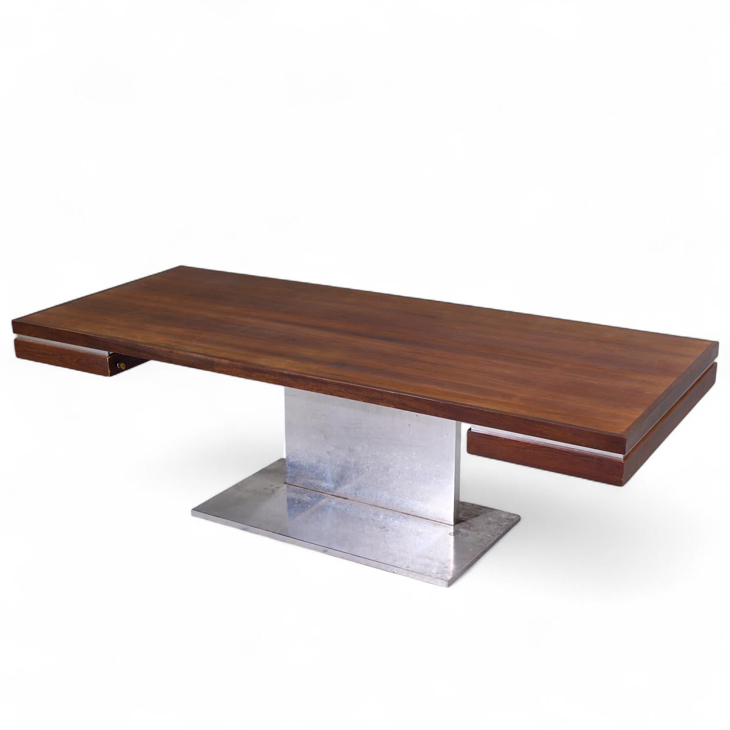 Warren Platner for Lehigh Leopold Mid Century Rosewood and Chrome Executive Desk For Sale 2