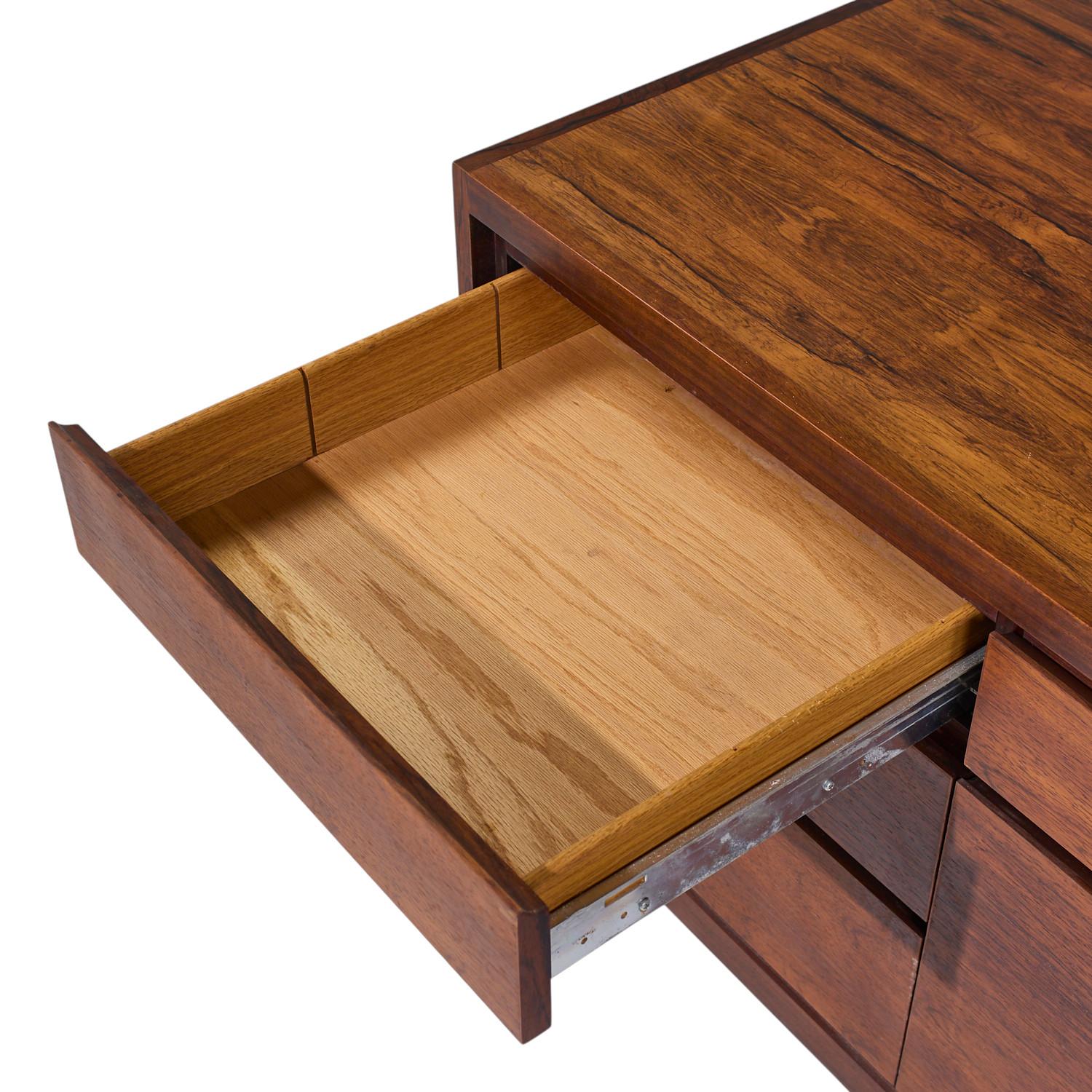 20th Century Warren Platner for Lehigh Leopold Mid Century Rosewood, Stainless Steel Credenza For Sale