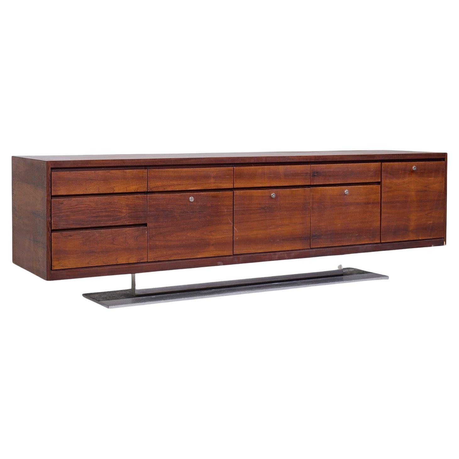 Warren Platner for Lehigh Leopold Mid Century Rosewood, Stainless Steel Credenza For Sale