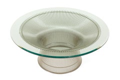 Warren Platner, Chrom-Couchtisch mit Glasplatte für Knoll, USA 1970er Jahre