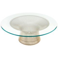Warren Platner Glass Top Coffee Table with Sculptural Wire Base,  USA 1970s