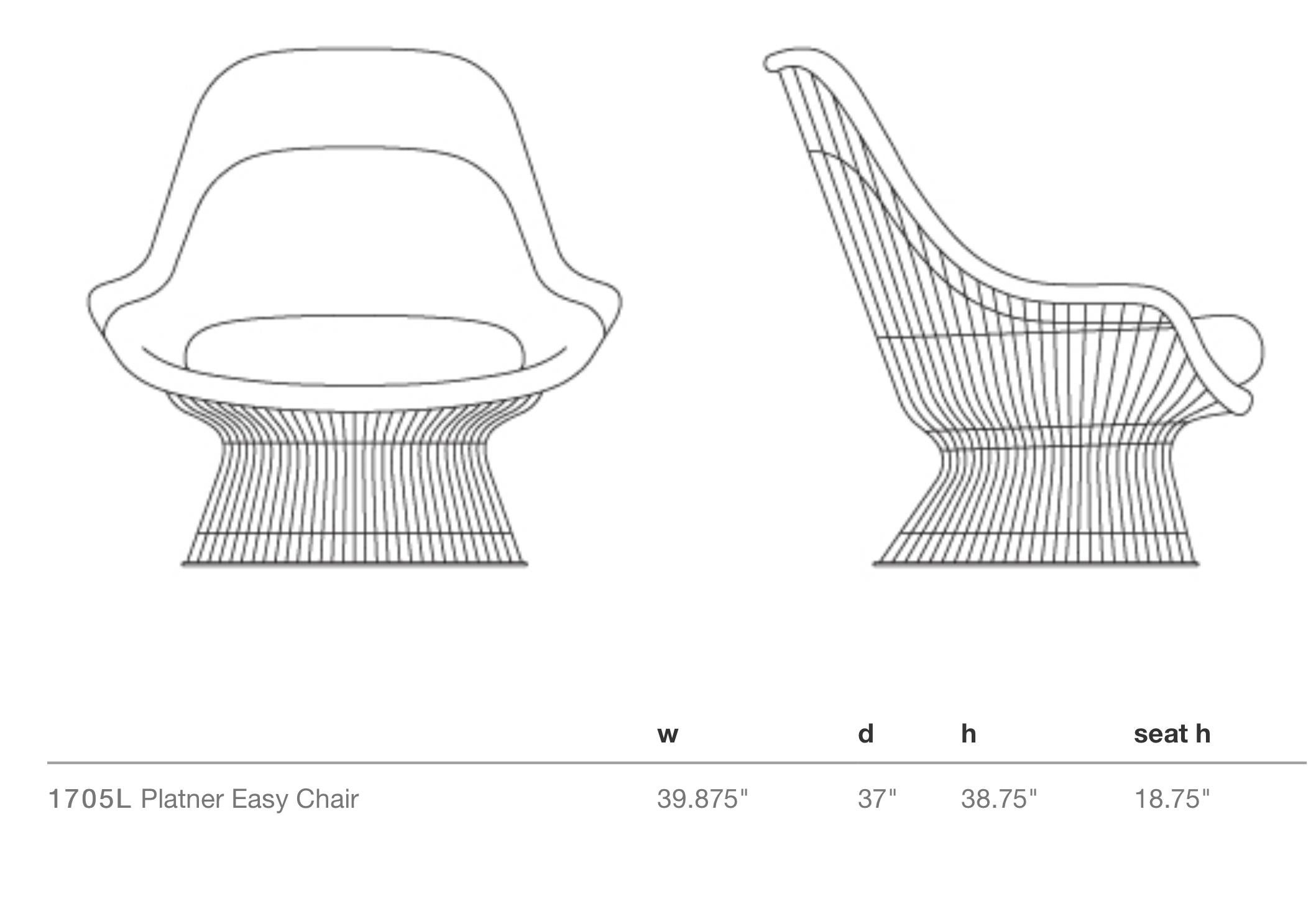 Warren platner gray leather easy chair and ottoman set of two, Knoll, 1966. Knoll Models 1705L and 1705Y. See final two images for proper dimensions.
Warren Platner for Knoll gray leather model 1705 wire easy lounge chair, 1966. Stunning set of