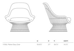 Warren Platner Gray Leather 1705 Easy Chair and Ottoman Set of Two, Knoll, 1966