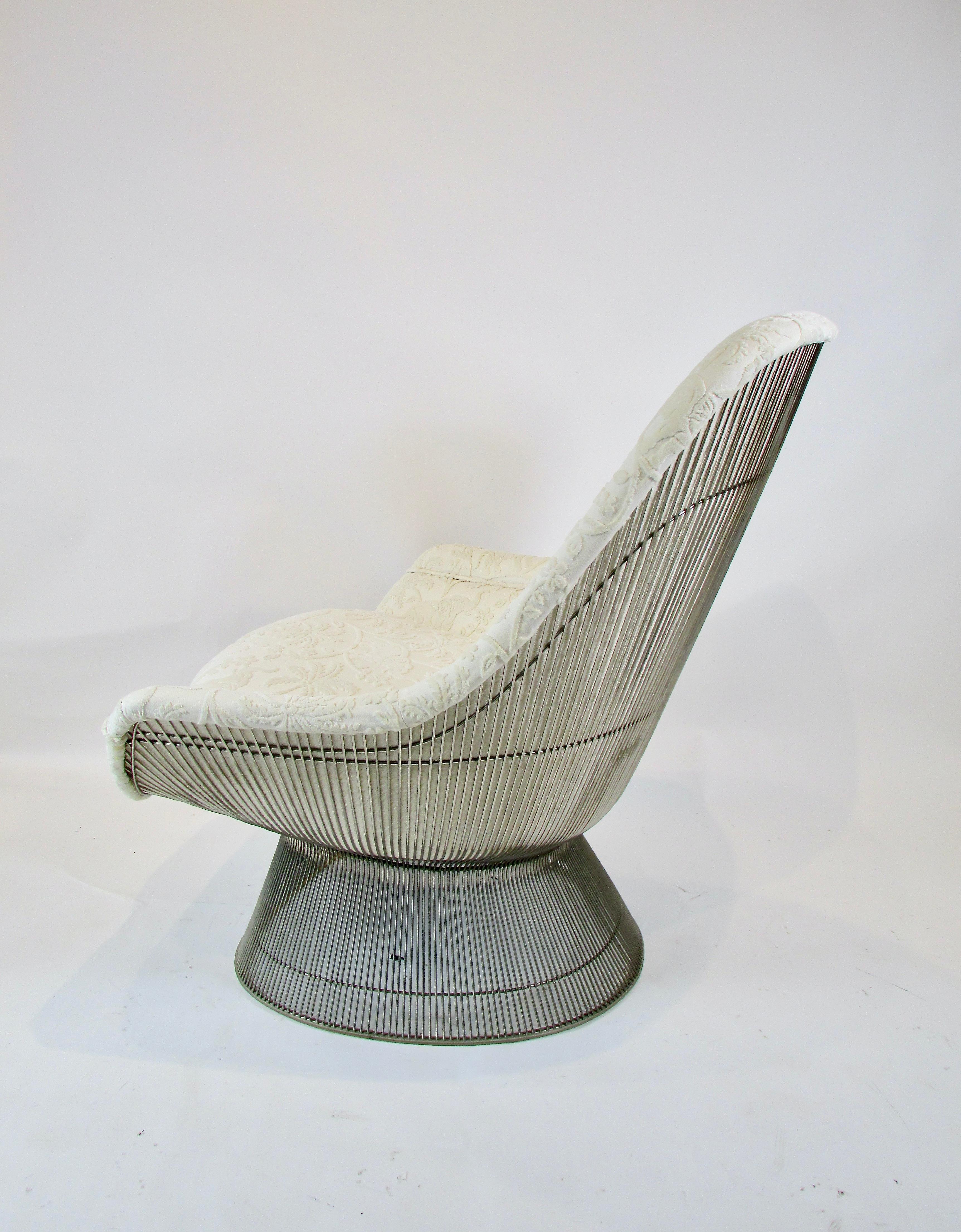 Warren Platner Knoll 1705 grand fauteuil avec ottoman en textile safari exotique 3