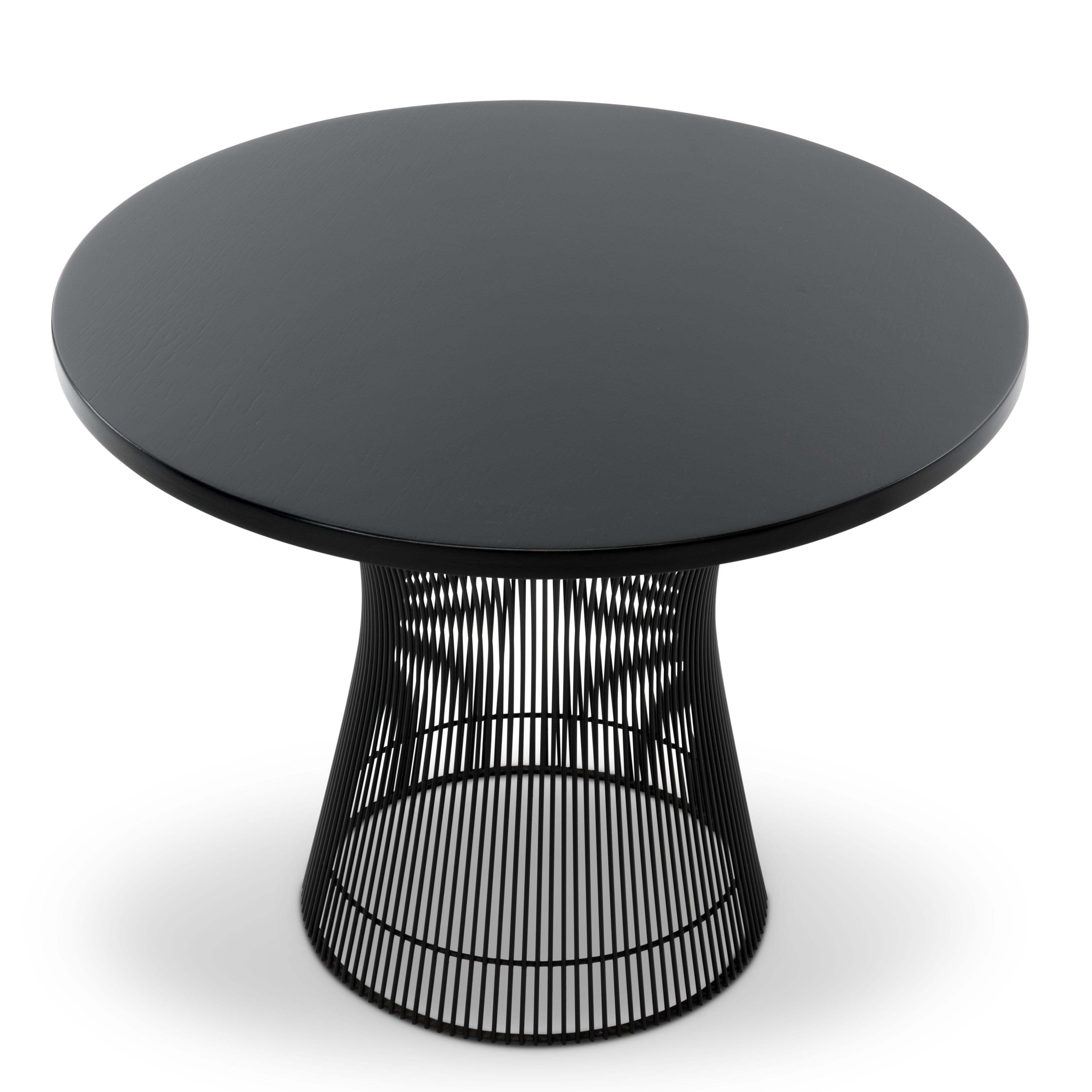 American Warren Platner Knoll Associates Ebonized Walnut Black Base Side Table Unmarked For Sale