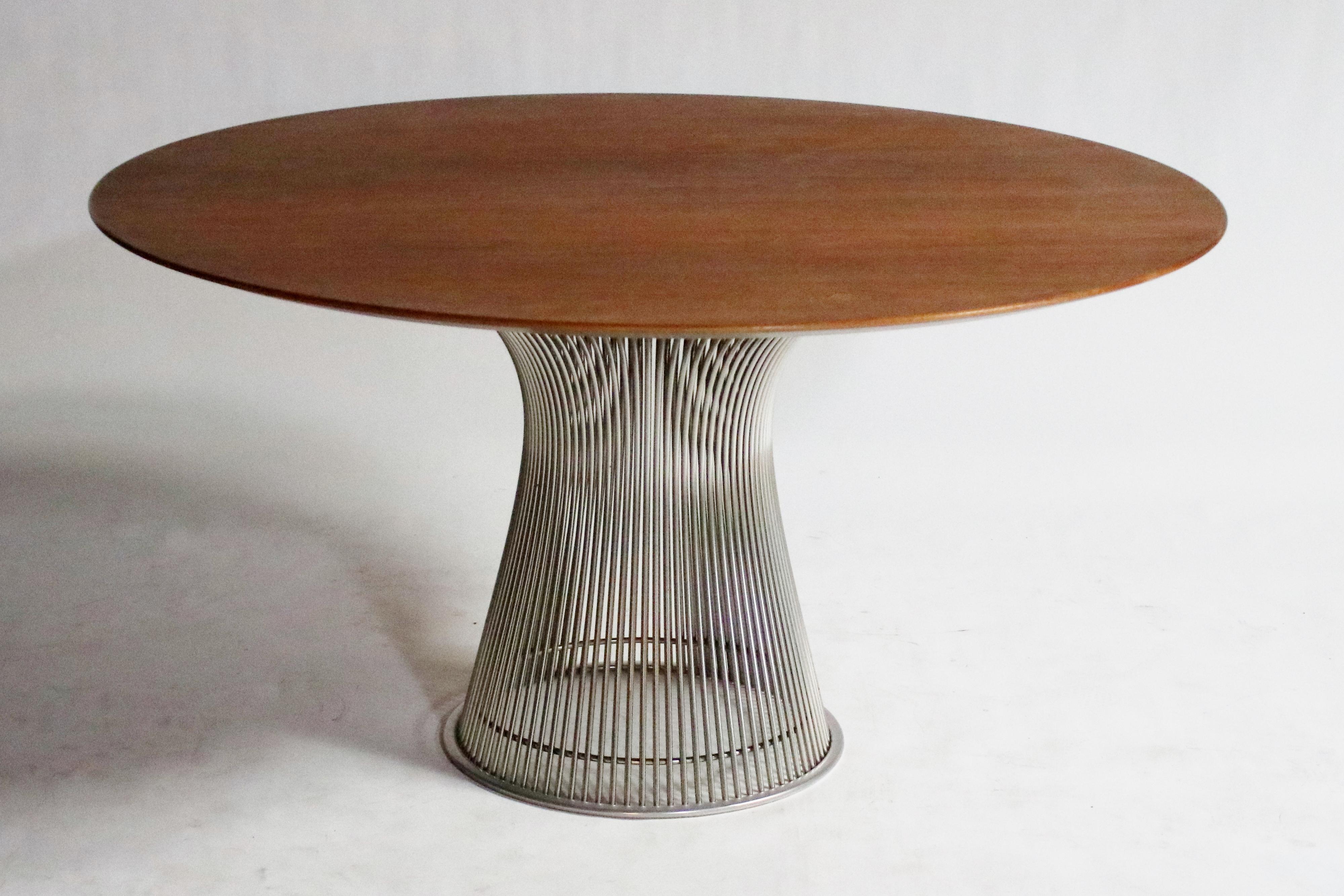 Warren Platner Knoll Dining Table Walnut Top In Good Condition In Chicago, IL