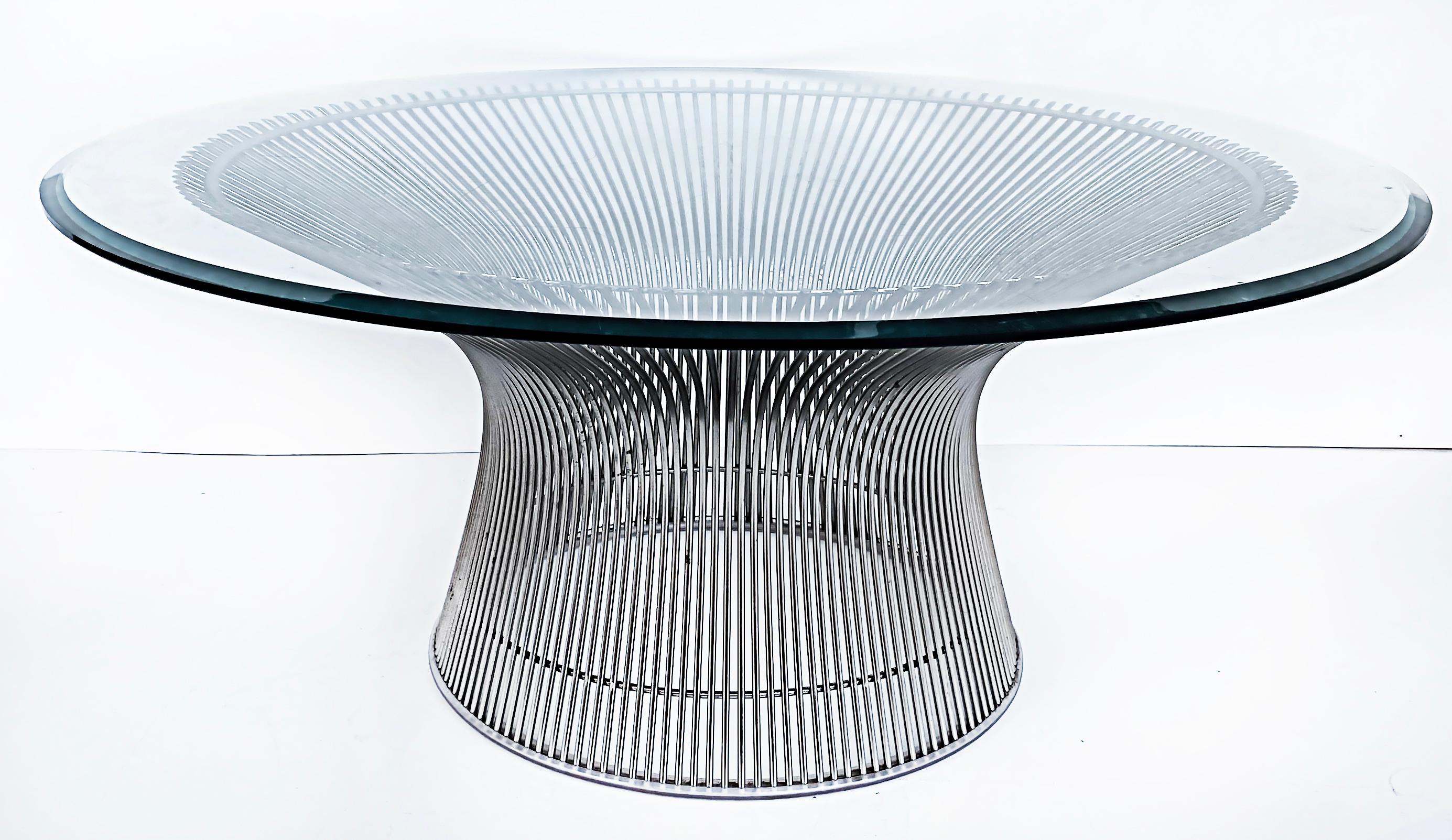 American Warren Platner Knoll Glass Top Wire Base Coffee Table, 1966 Designed For Sale