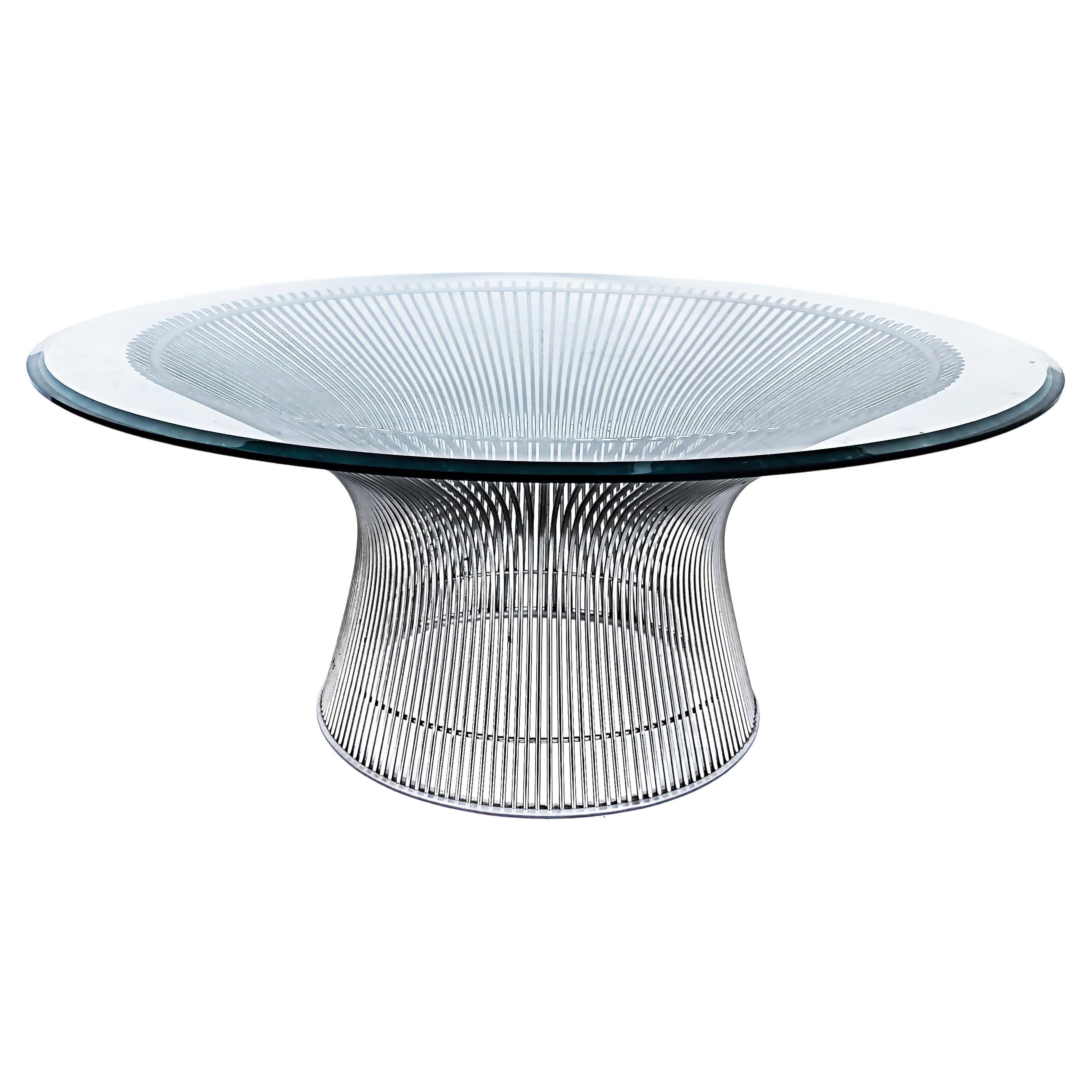 Warren Platner Knoll Glass Top Wire Base Coffee Table, 1966 Designed