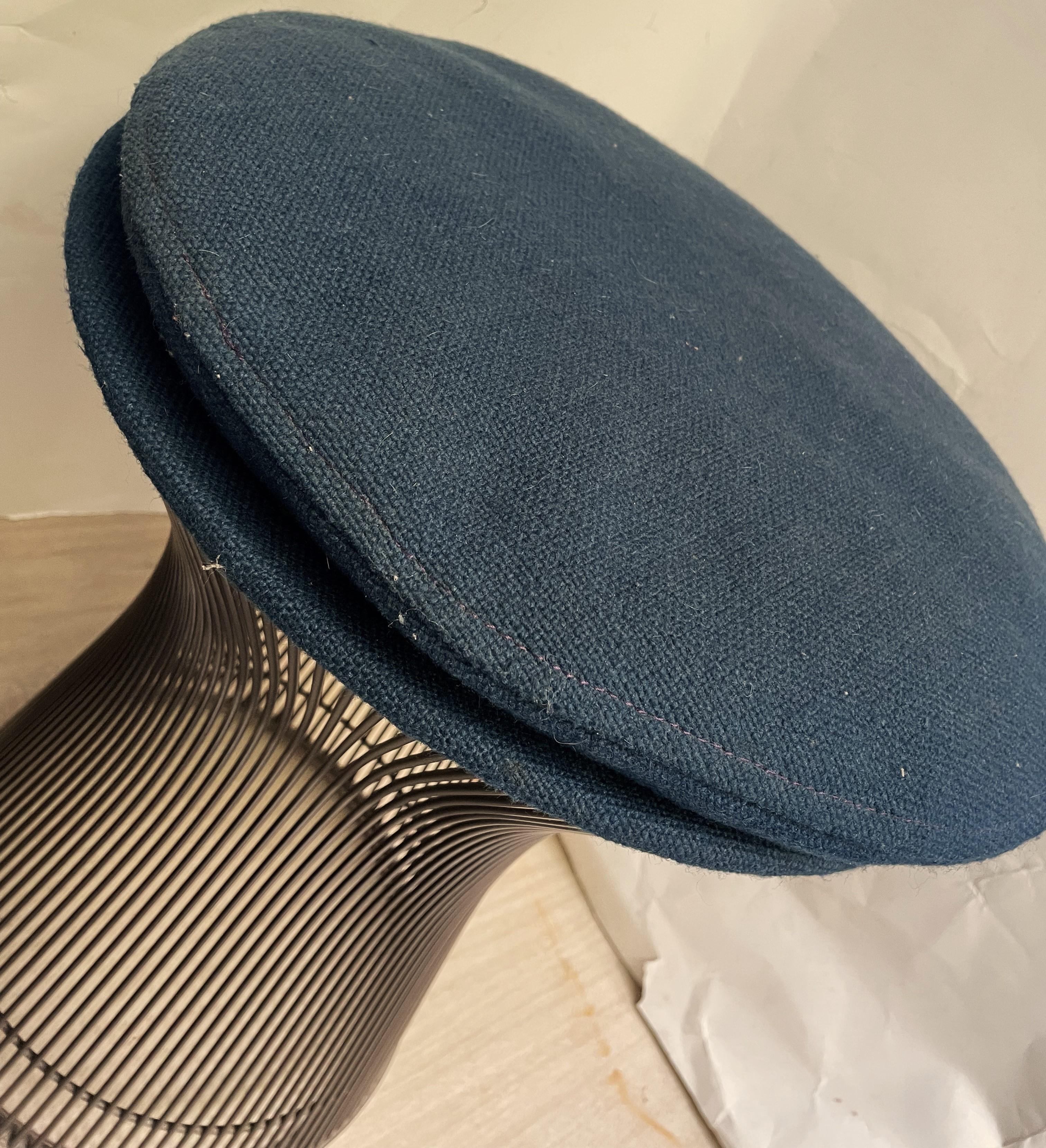 Warren Platner Knoll Taburete Internacional Original Tela Azul Metal Bronce en venta 4