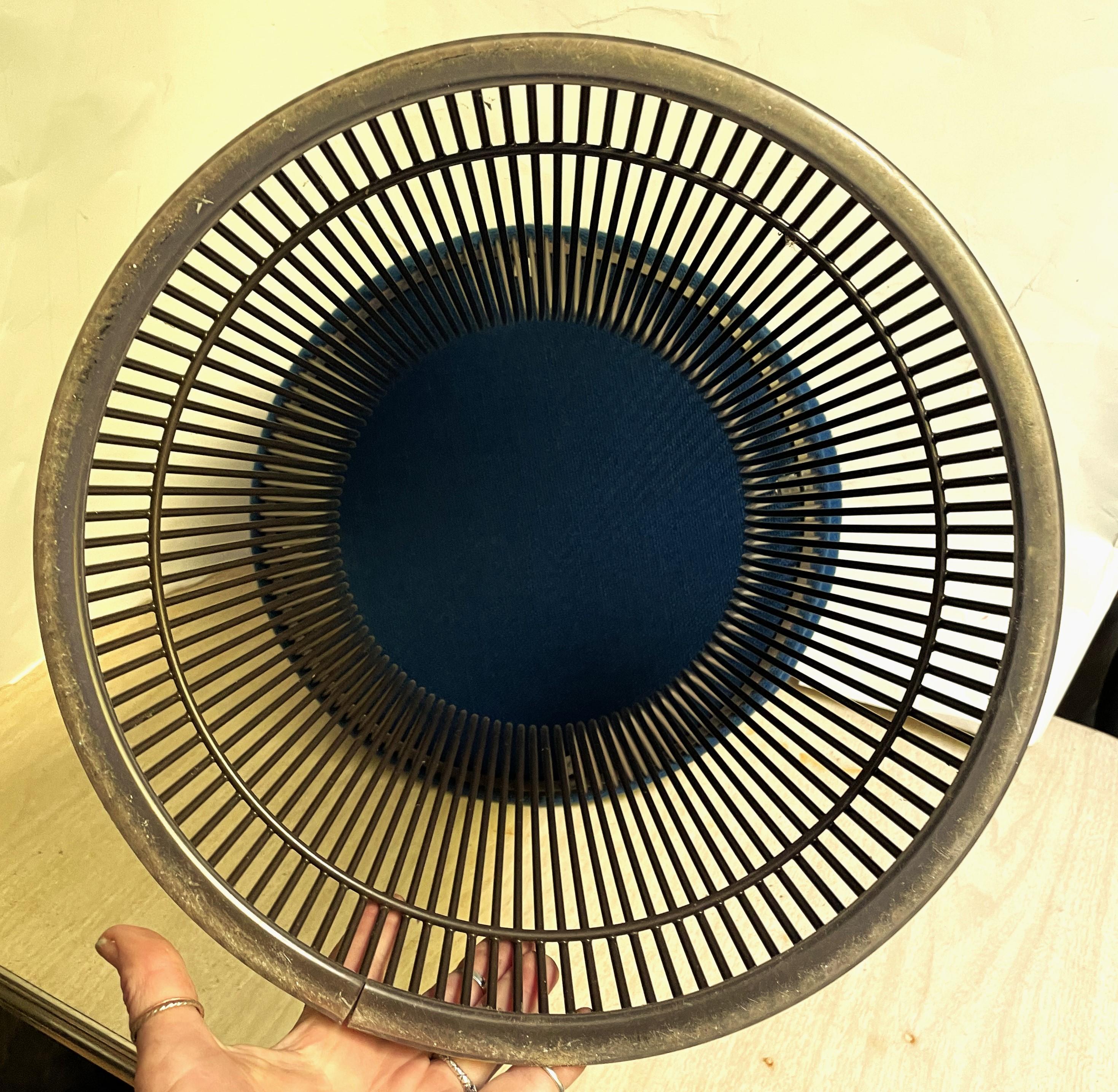 Warren Platner Knoll Taburete Internacional Original Tela Azul Metal Bronce en venta 5
