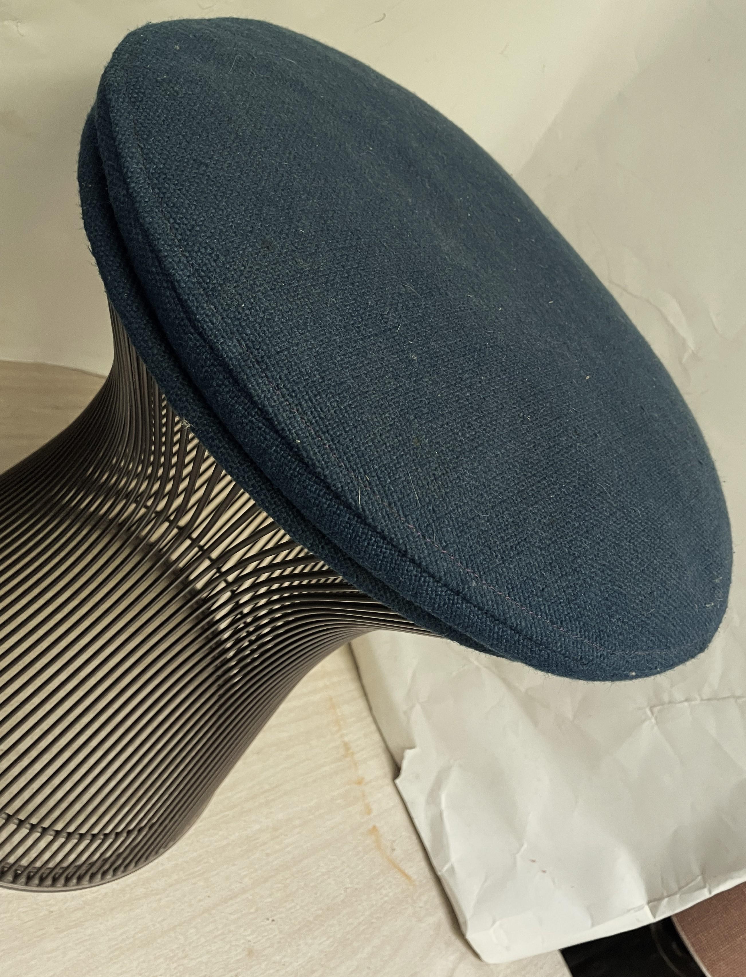 Warren Platner Knoll Taburete Internacional Original Tela Azul Metal Bronce Estadounidense en venta
