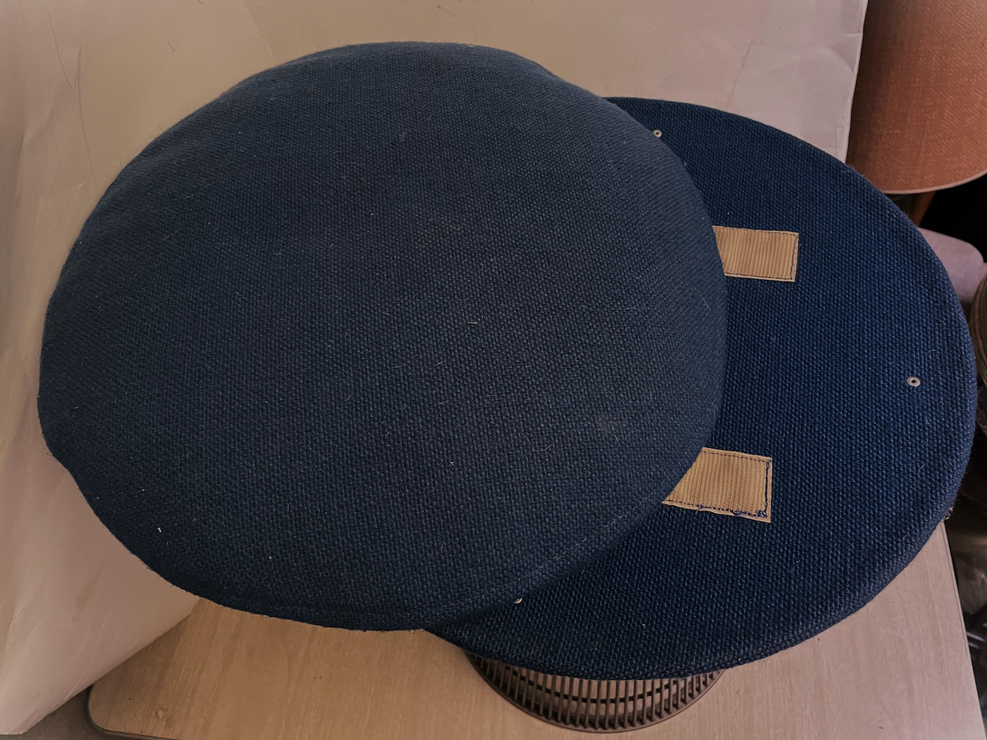 Warren Platner Knoll Taburete Internacional Original Tela Azul Metal Bronce en Bueno estado para la venta en Clifton Forge, VA