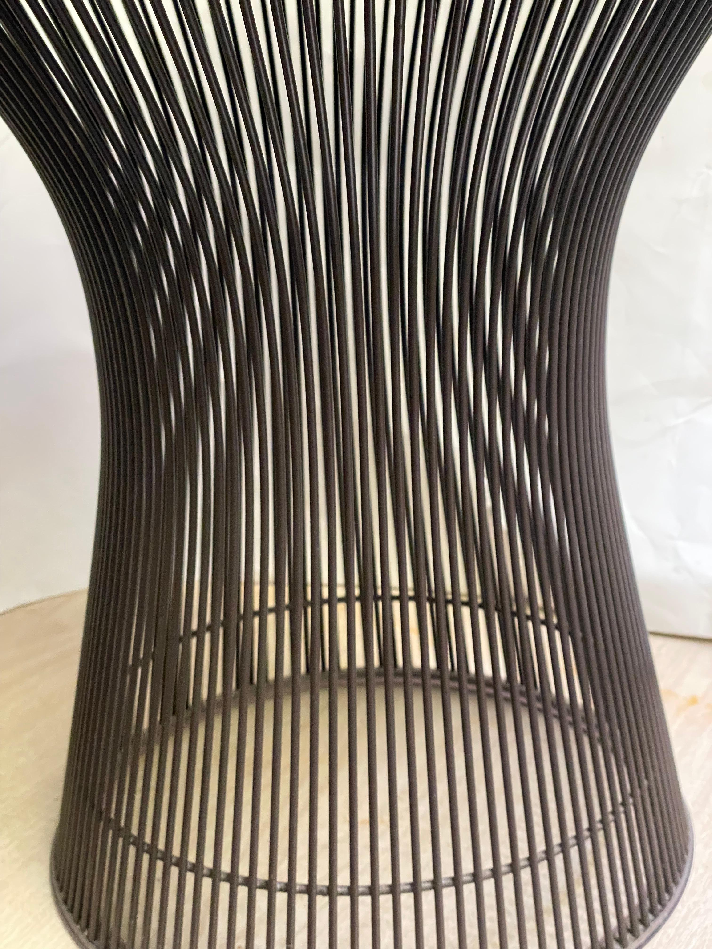 Warren Platner Knoll Taburete Internacional Original Tela Azul Metal Bronce en venta 1