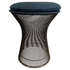 Tabouret international Warren Platner Knoll original bleu tissu bronze métal