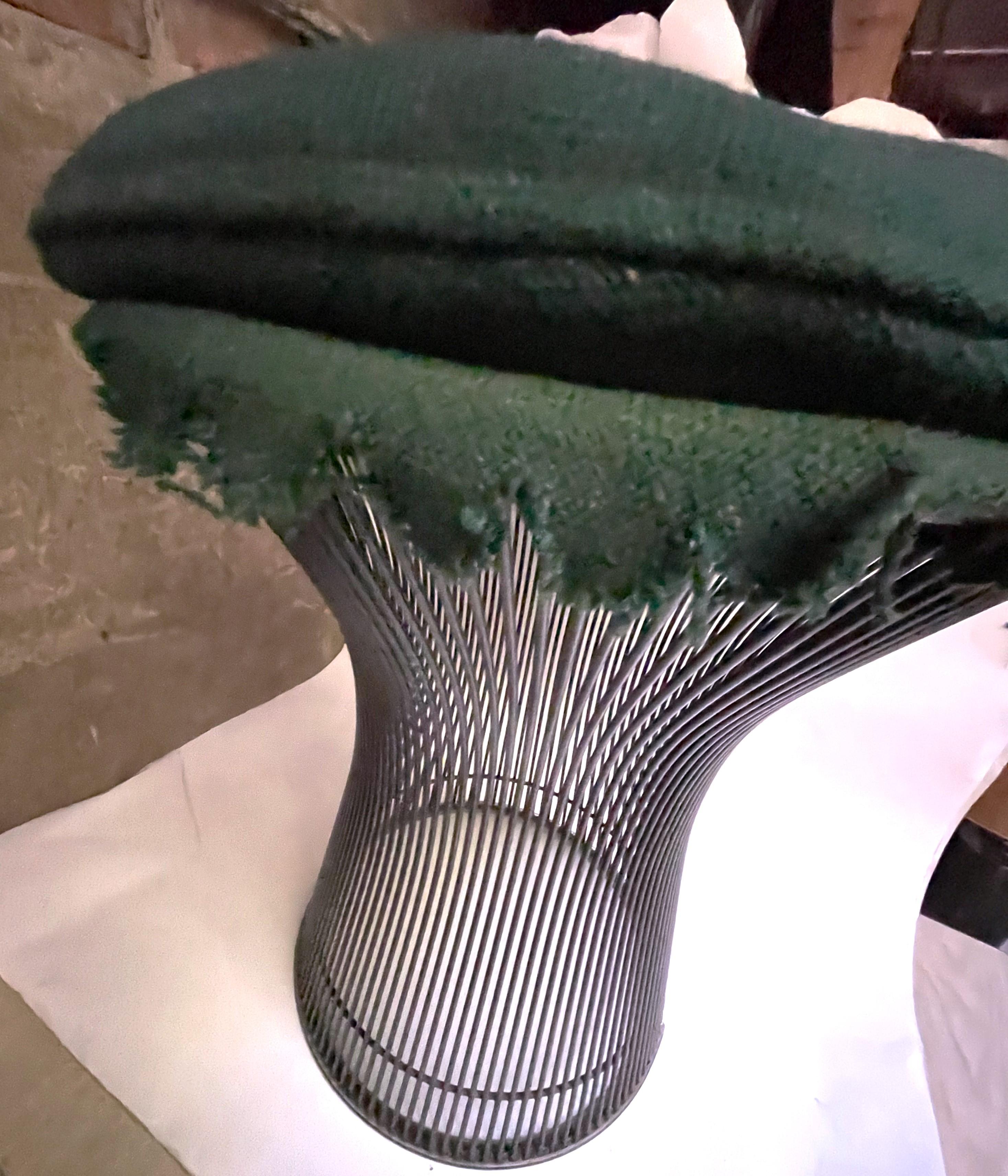 Tabouret international Warren Platner Knoll original tissu vert métal bronze Abîmé - En vente à Clifton Forge, VA