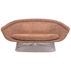 Warren Platner Knoll Sofa with Brown & Orange Upholstery