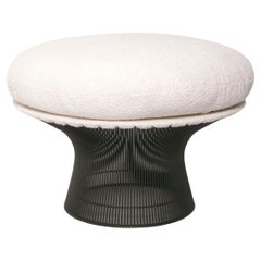 Warren Platner Large Stool or Ottoman Bronze Finish Ivory Boucle Fabric Knoll