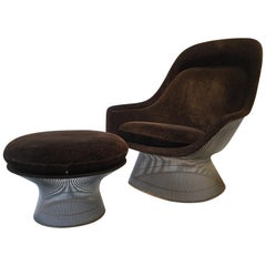 Warren Platner Lounge Chair and Ottoman by Knoll in Original Fabric, circa 1966