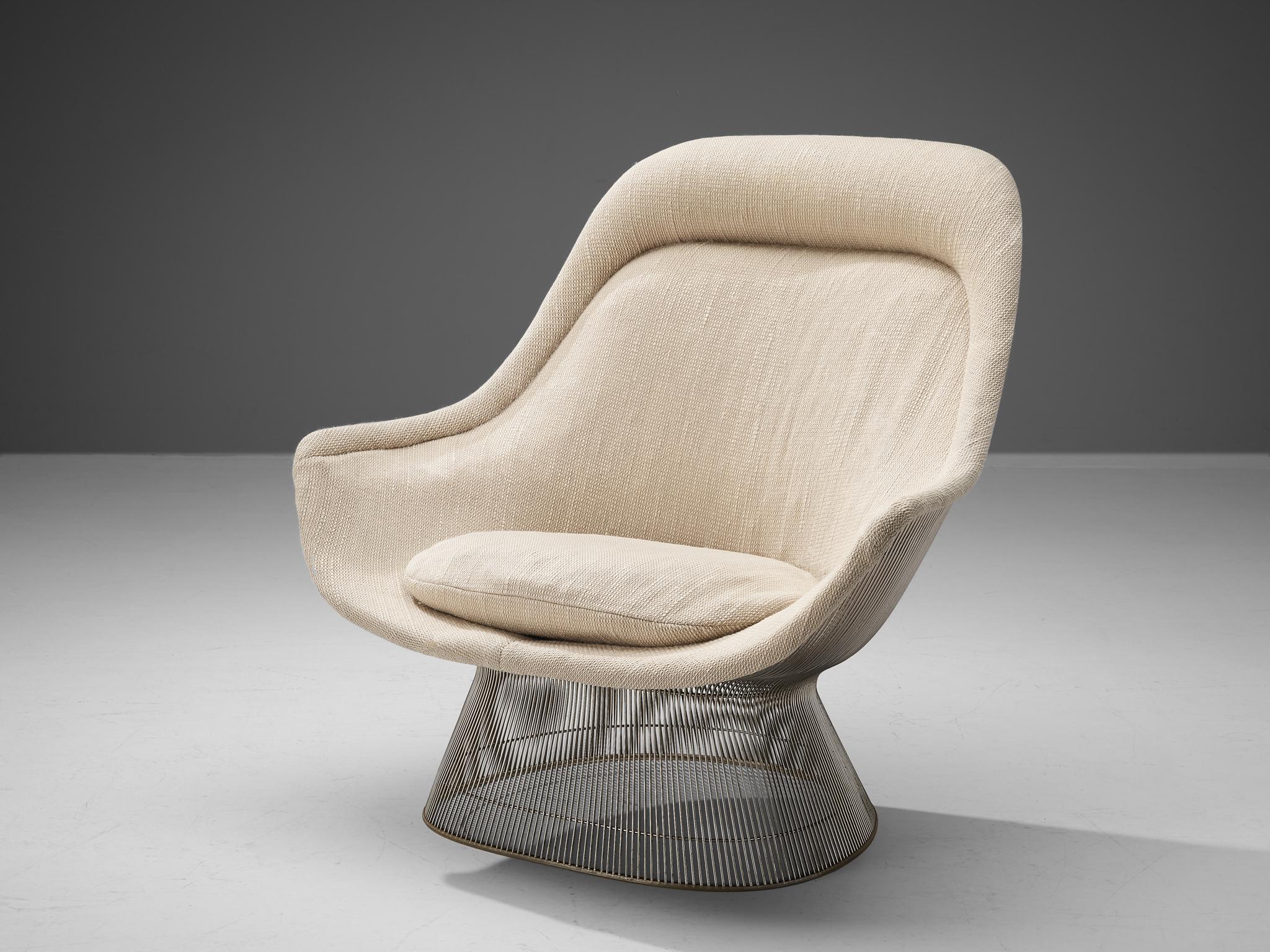 American Warren Platner Easy Chair in Off-White Upholstery
