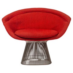 Warren Platner Loungesessel aus rotem Original-Knoll Canto-Stoff