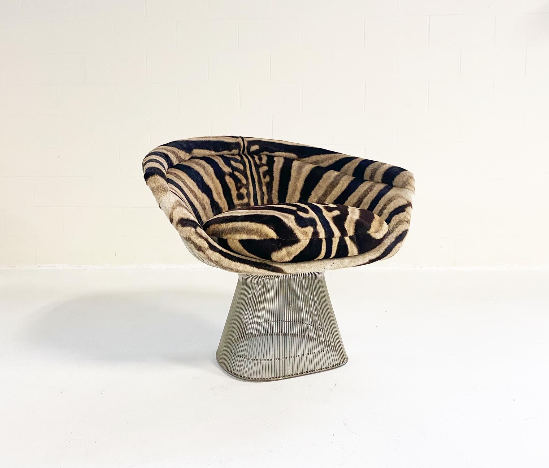 Mid-20th Century Warren Platner Lounge Chair in Zebra Hide