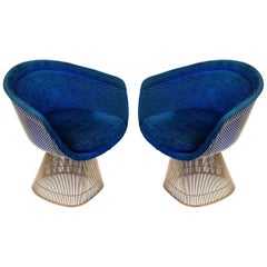 Chaises longues Warren Platner pour Knoll en tissu original:: États-Unis:: années 1960