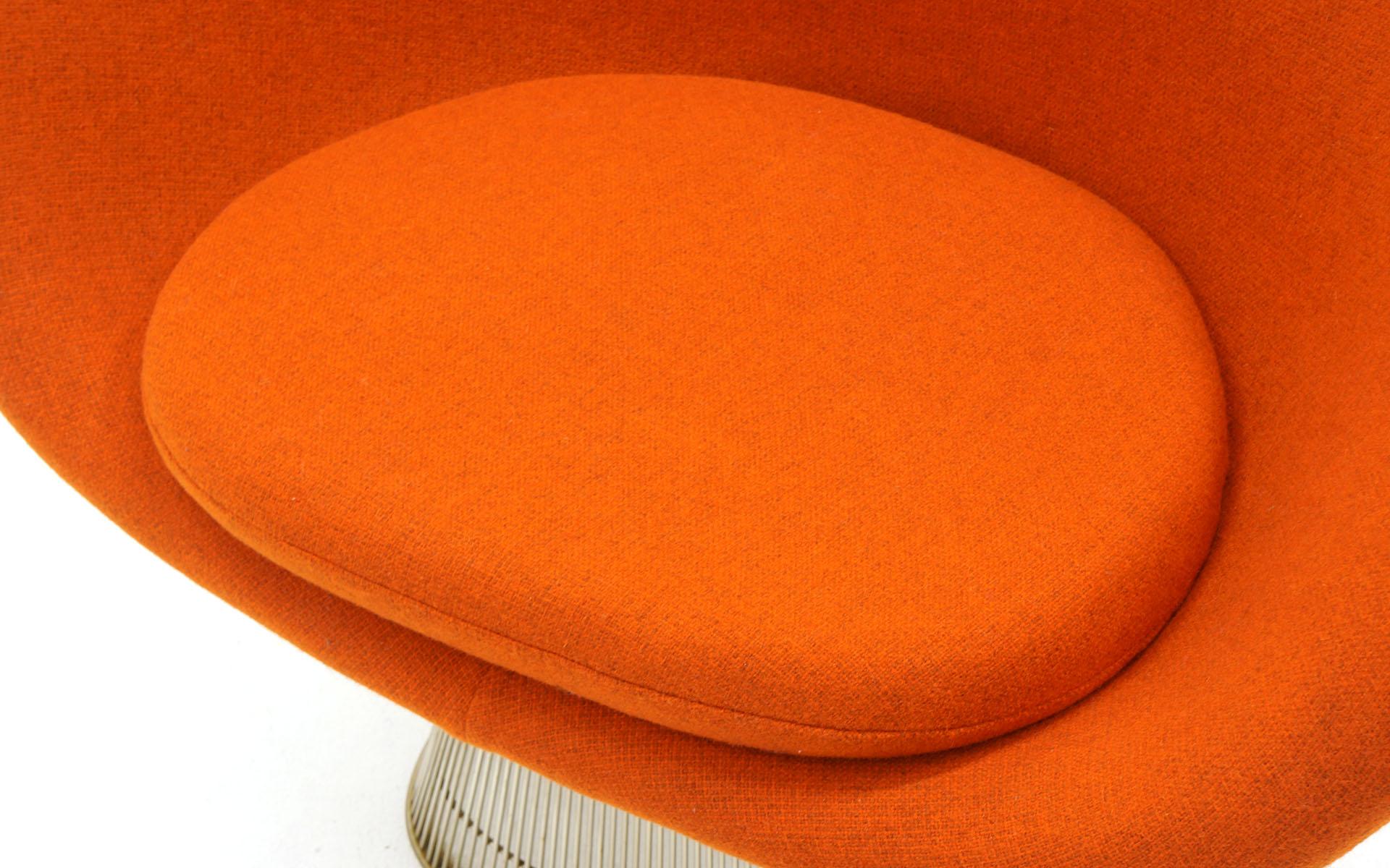 Warren Platner Lounge Chairs for Knoll, Wire Frames, Orange Maharam Fabric, Pair 1