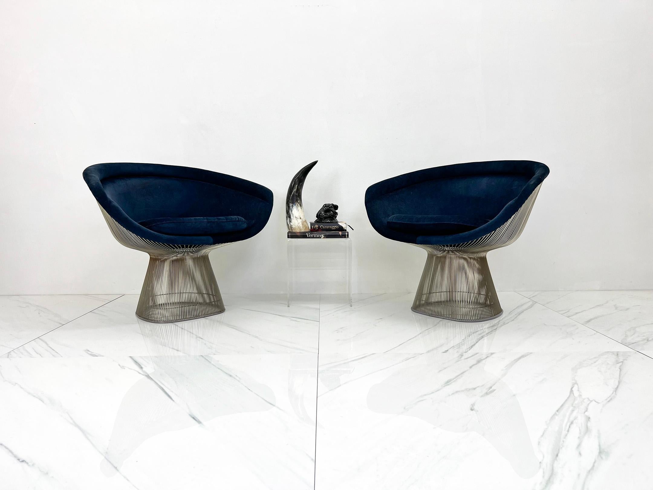 Available right now we have 2 pairs of Warren Platner Lounge Chairs. Priced per pair these chairs are a sublime fusion of opulence and iconic design that are timelessly chic. Crafted to perfection, these lounge chairs are not merely pieces of