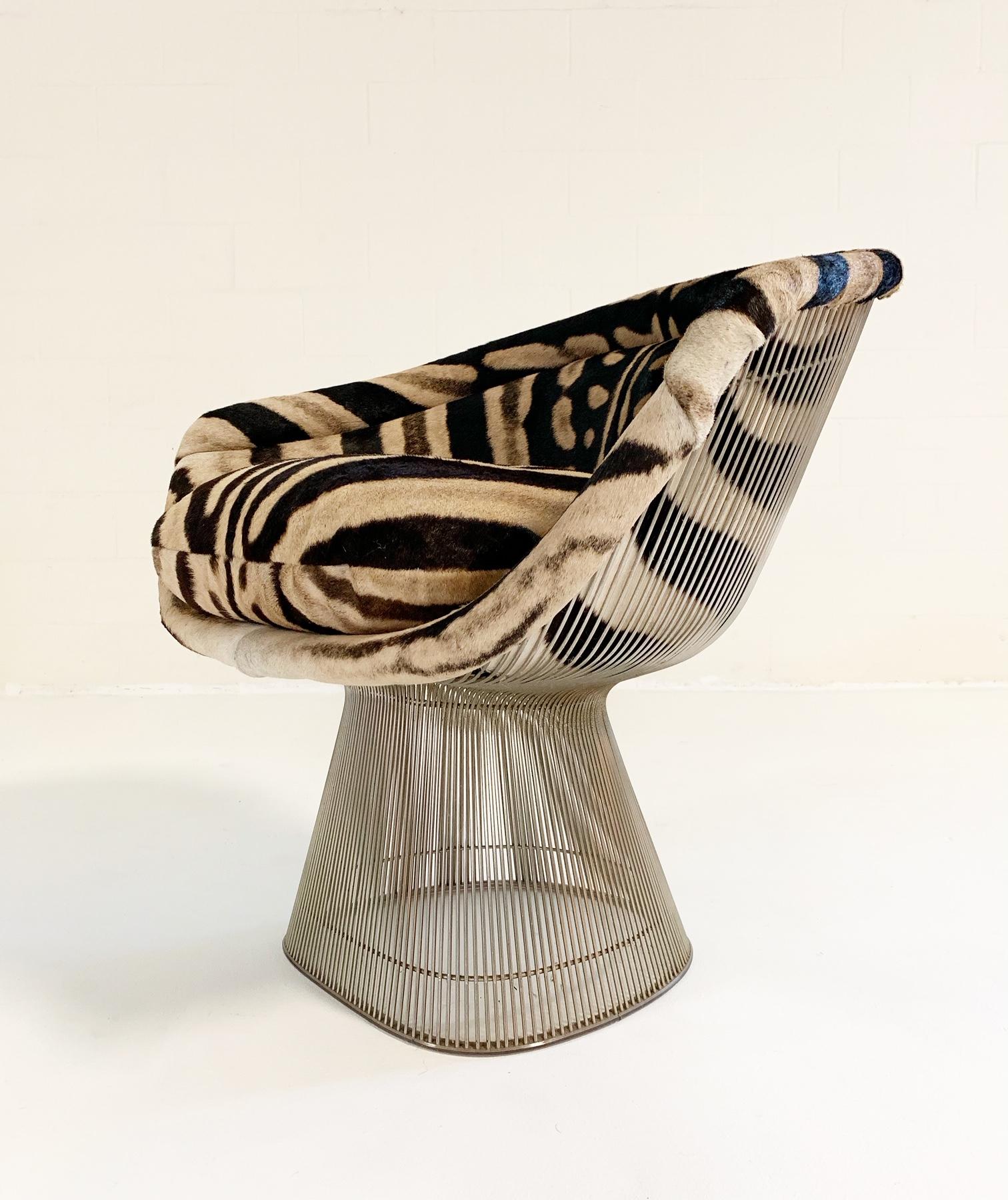 Mid-Century Modern Warren Platner Lounge Chairs in Zebra Hide, Pair