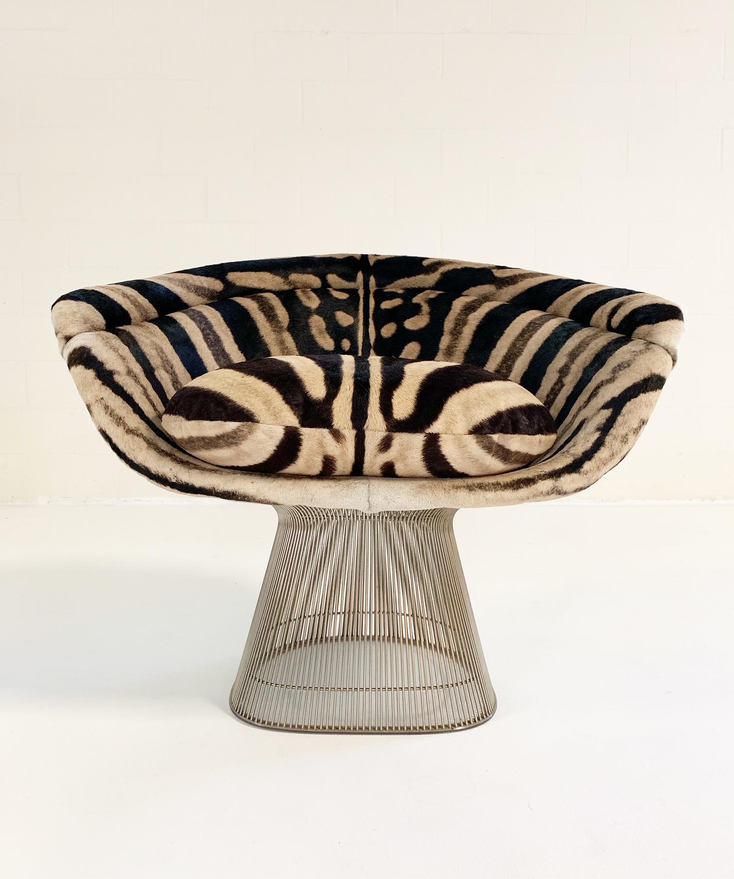 Mid-20th Century Warren Platner Lounge Chairs in Zebra Hide, Pair